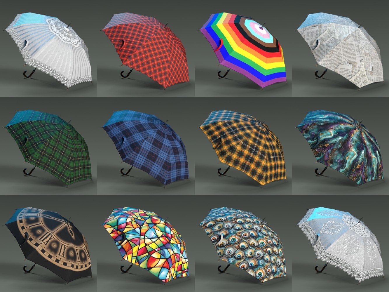Fully opening dForce Classic Umbrella with poses for the G8M, G8F, and G9 by N/A