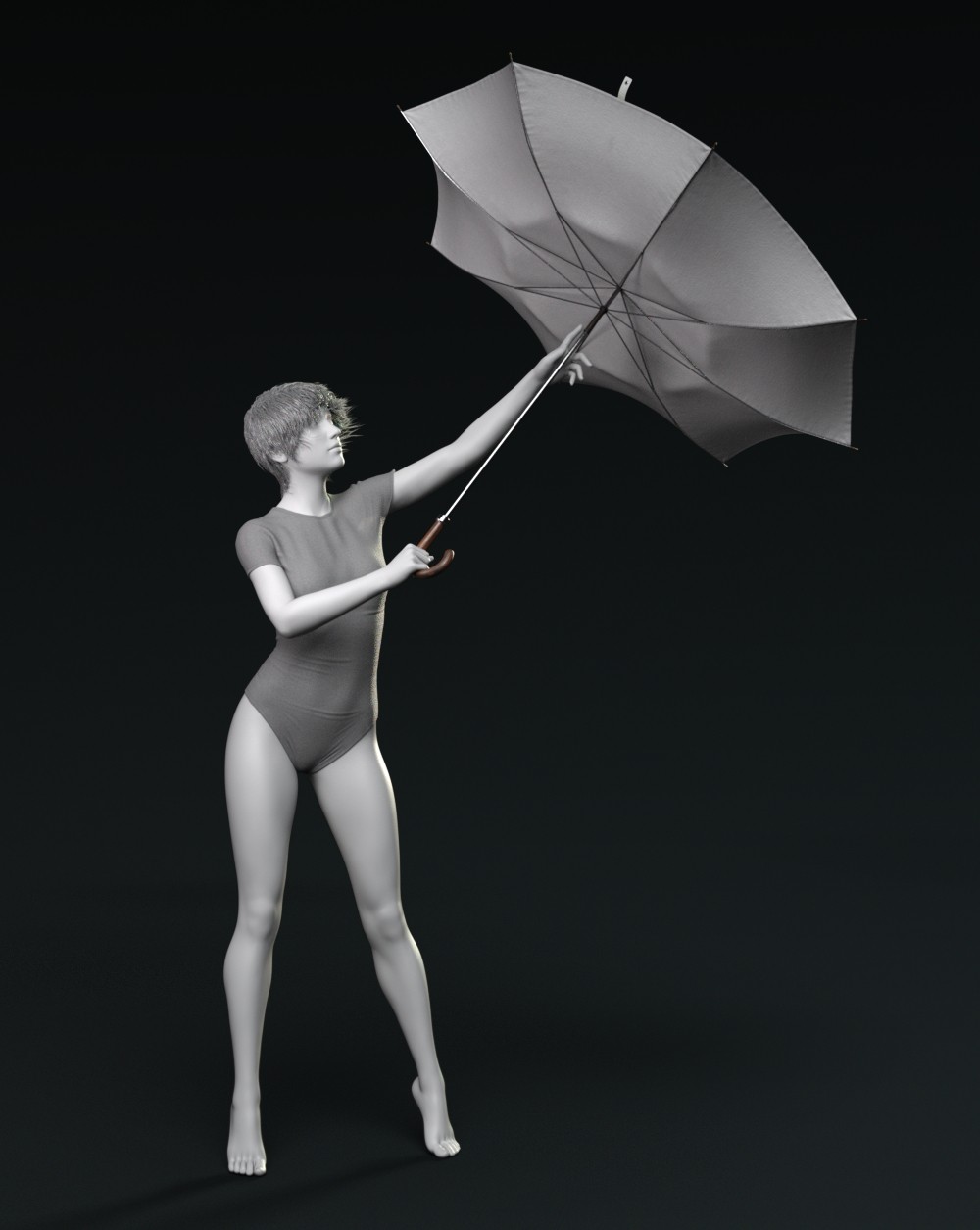 Fully opening dForce Classic Umbrella with poses for the G8M, G8F, and G9 by N/A