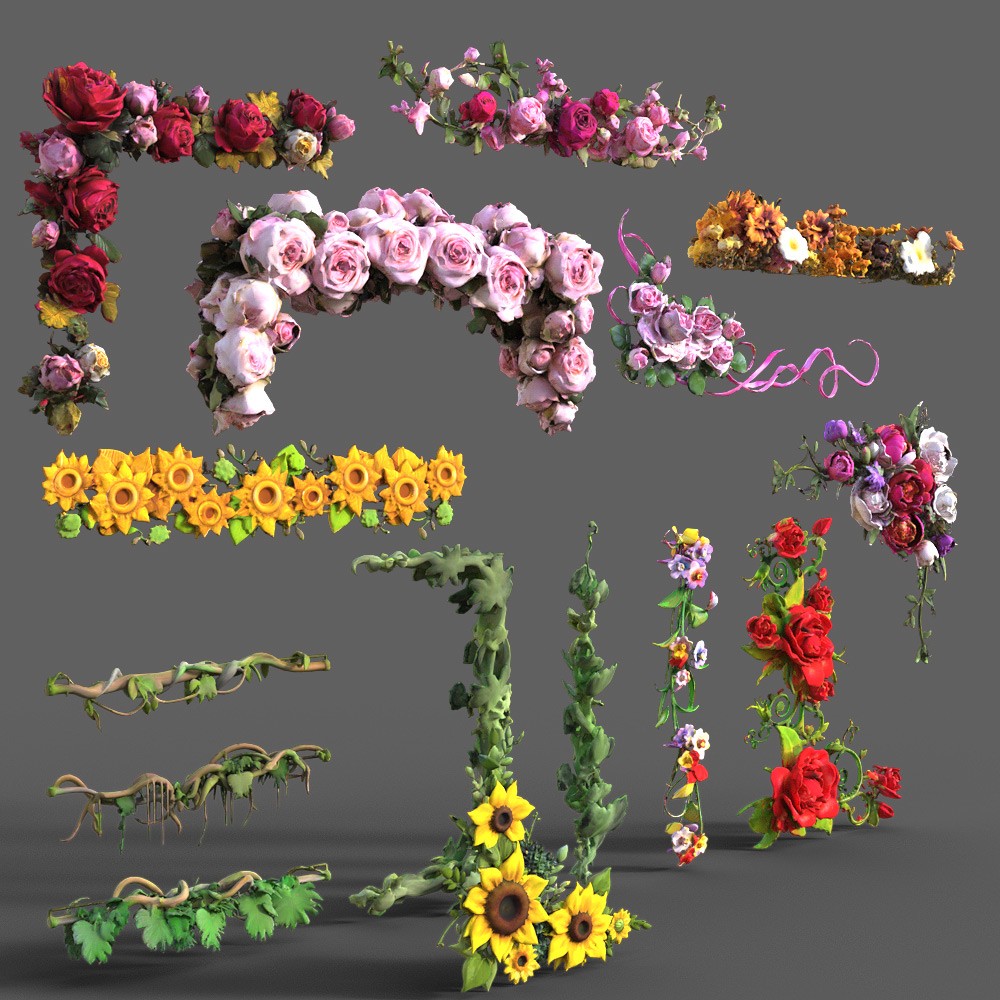 Floral Frame Construction Kit for Daz Studio by N/A