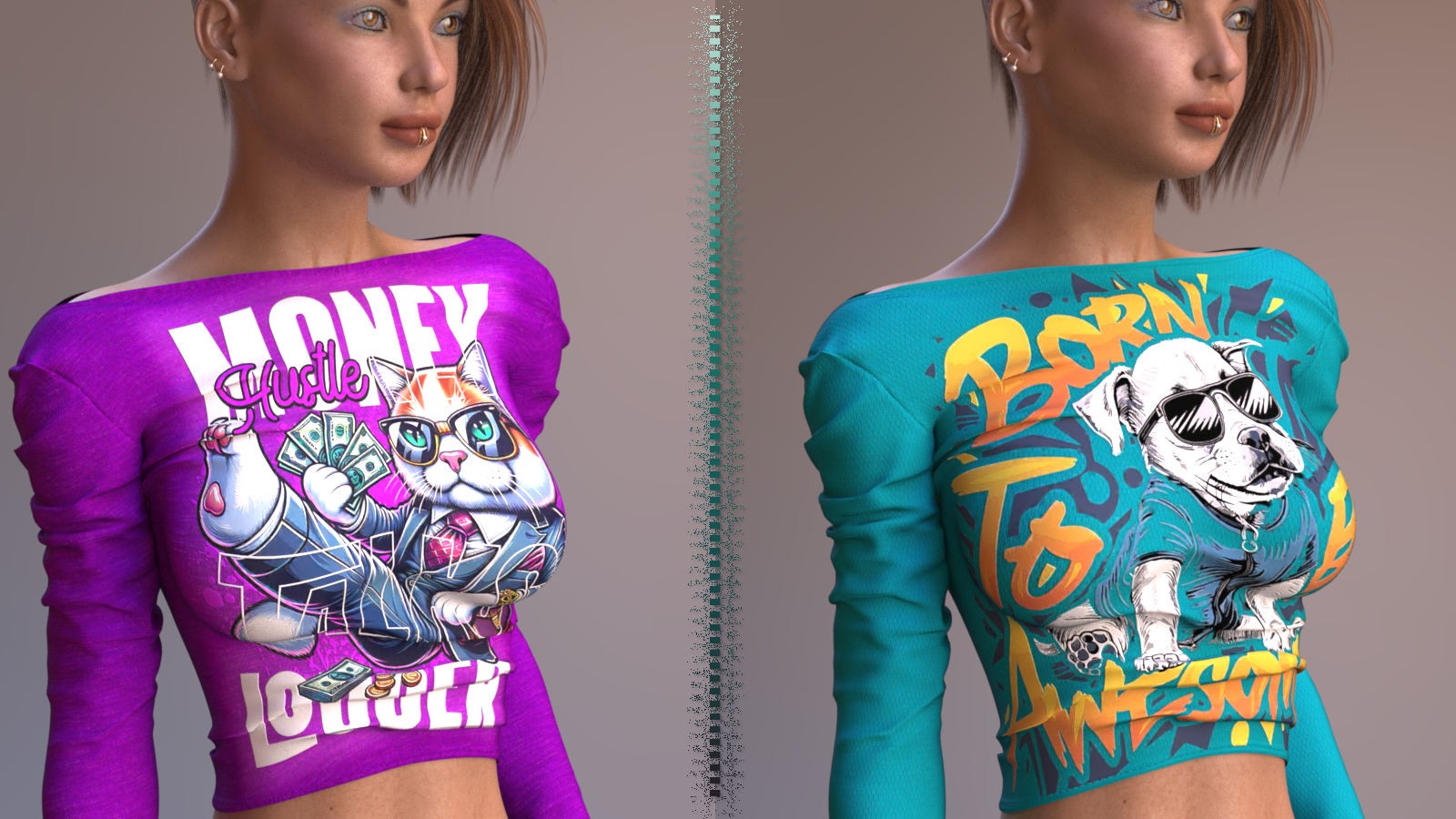 DA-StreetStyle for dForce Grunge Long Sleeve Shirt by lilflame by N/A