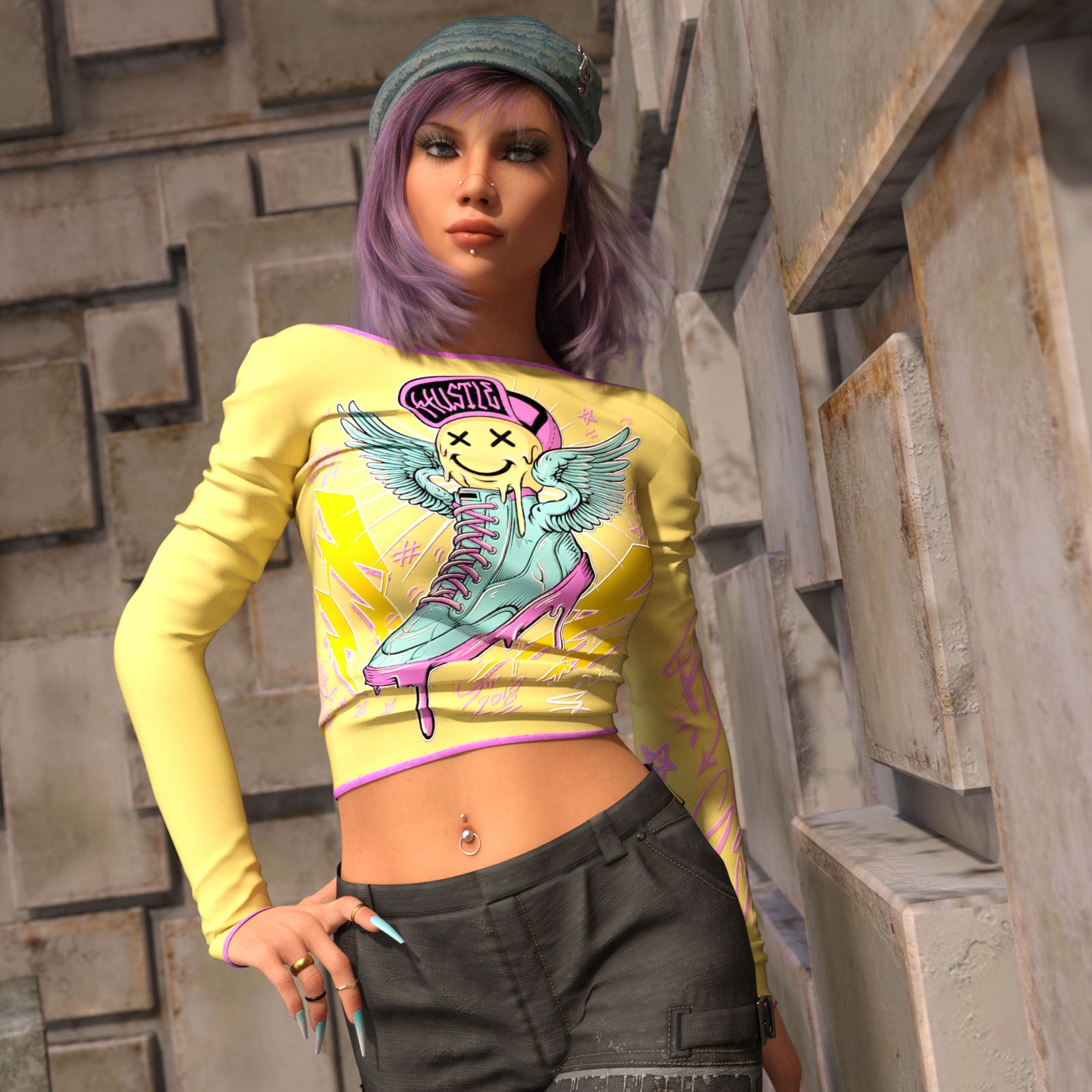 DA-StreetStyle for dForce Grunge Long Sleeve Shirt by lilflame by N/A