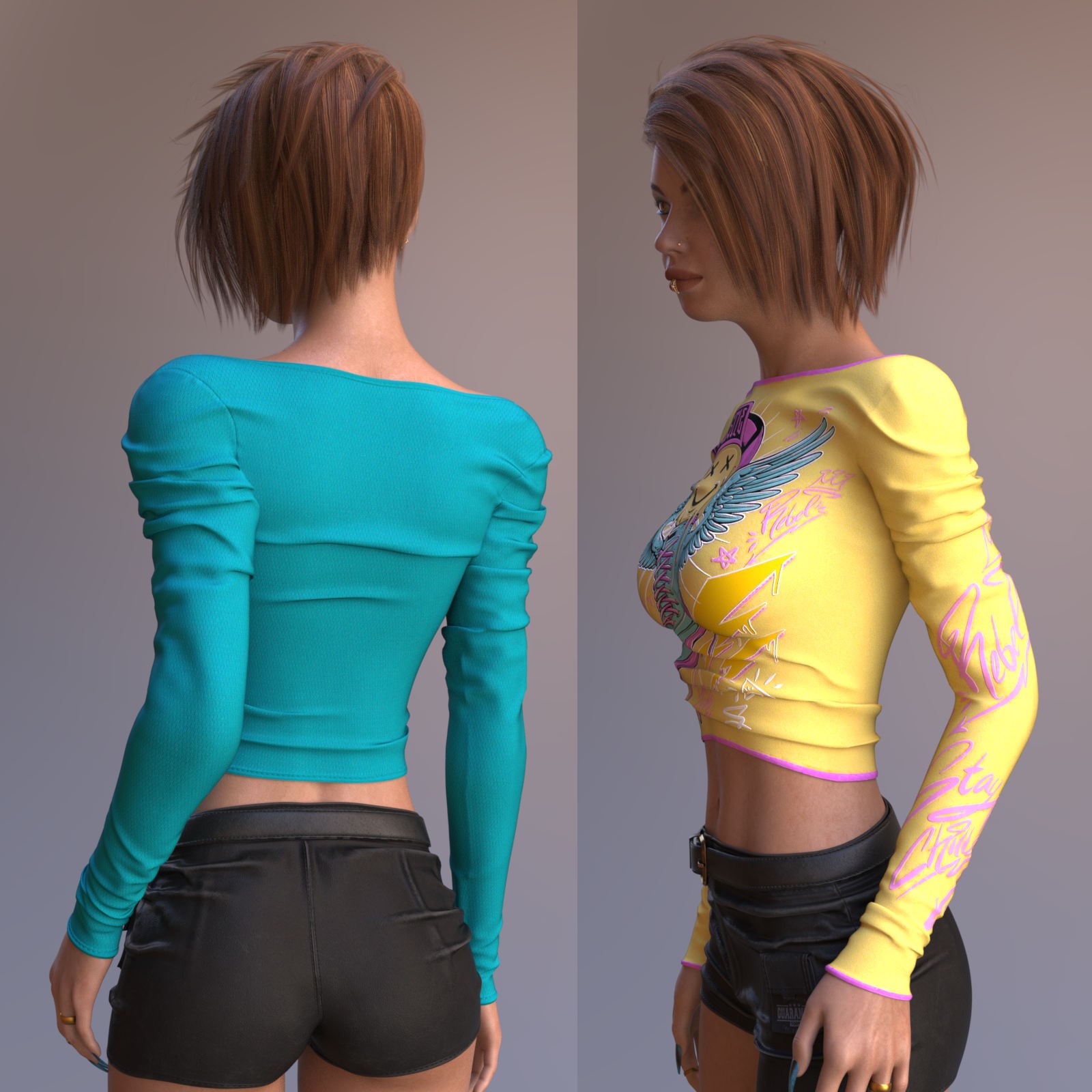 DA-StreetStyle for dForce Grunge Long Sleeve Shirt by lilflame by N/A