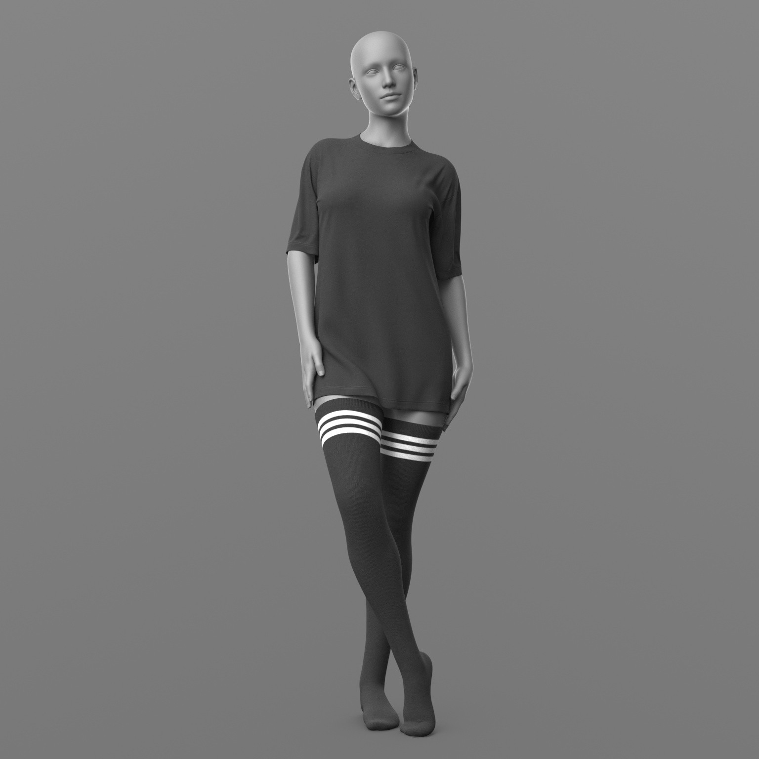 Shirt Long and Stockings G8 Female by N/A