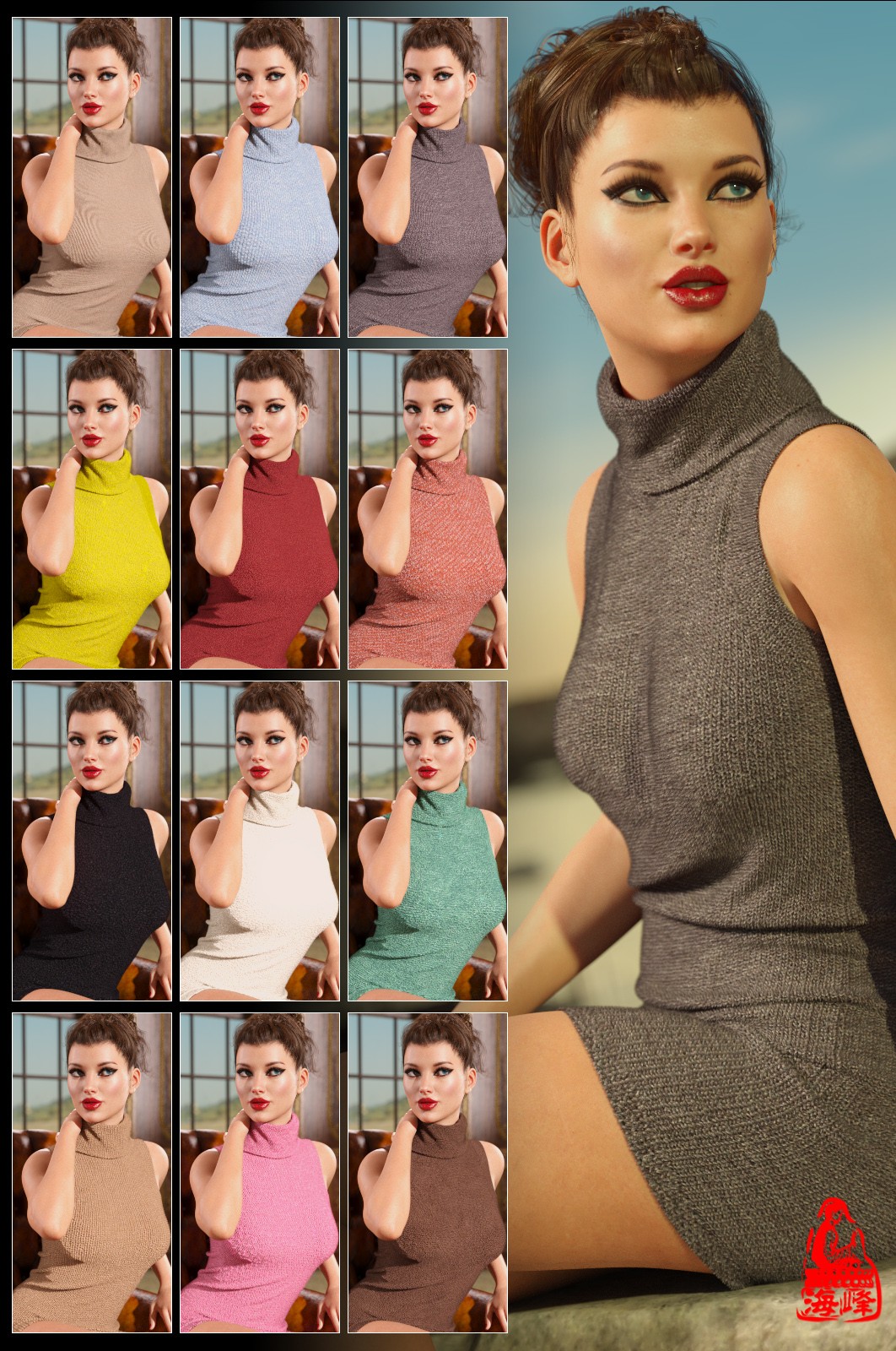 Add-ons - dForce Turtleneck Mini Dress for Genesis 8 & 8.1 Females by N/A