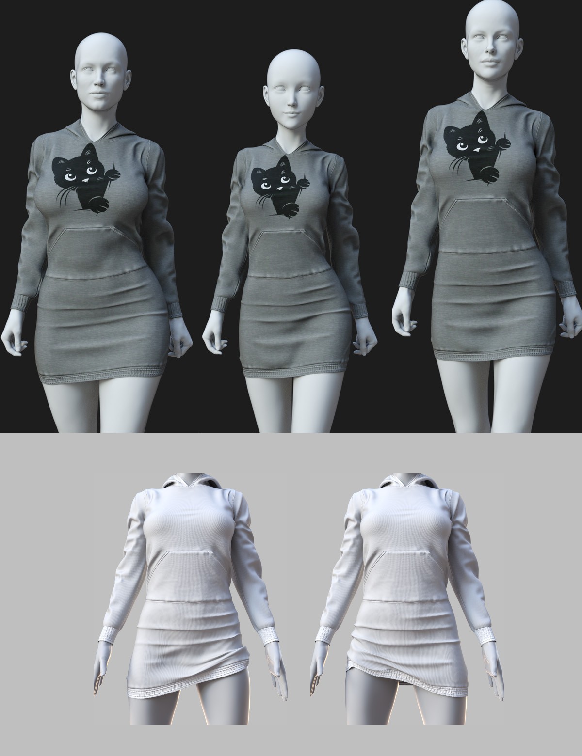 dForce Cutie Hoodie Dress Genesis8-8.1Female by N/A
