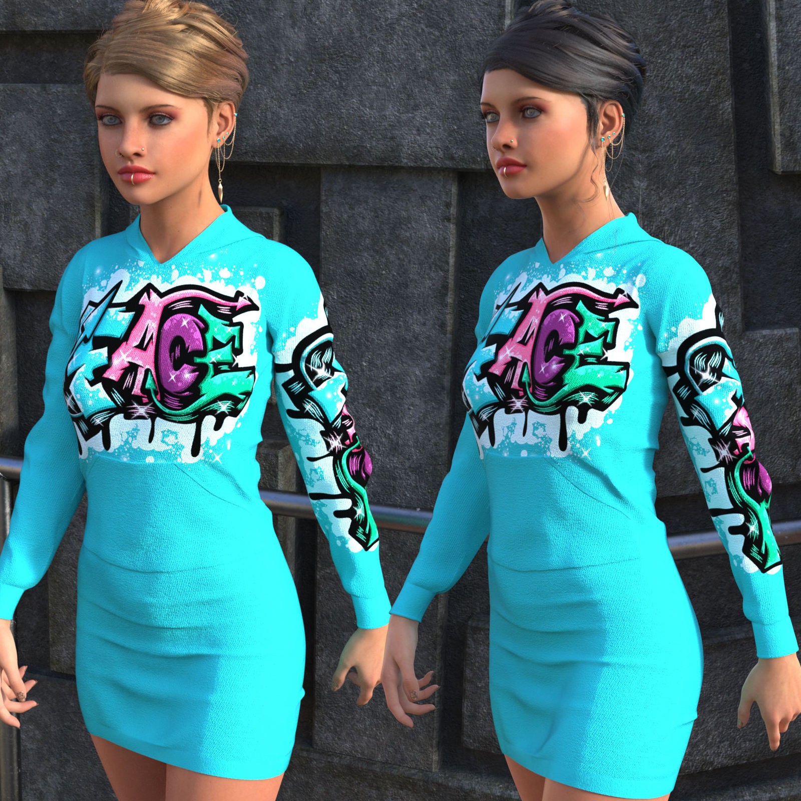 DA-StreetStyle for dForce Cutie Hoodie Dress by lilflame by N/A