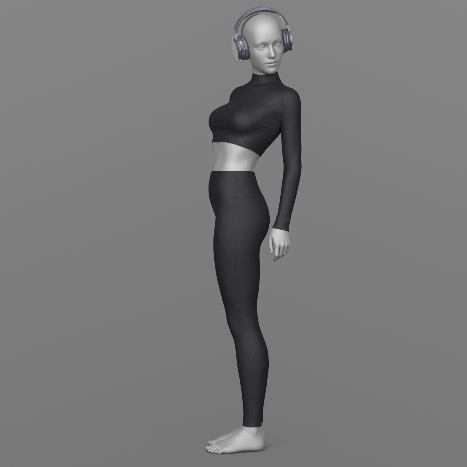 Leggings Long Sleeve Top and Headphones G8 Female by N/A