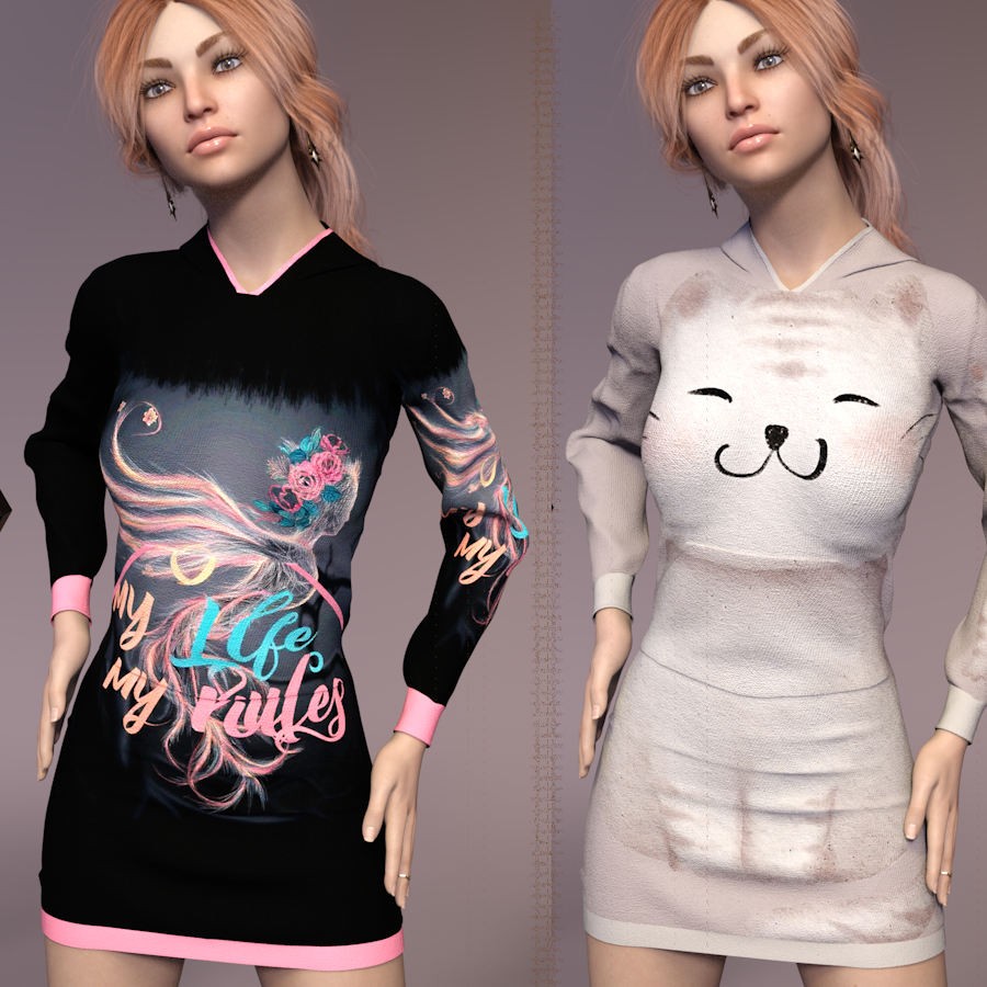 DA-SweetHeart for dForce Cutie Hoodie Dress by lilflame by N/A