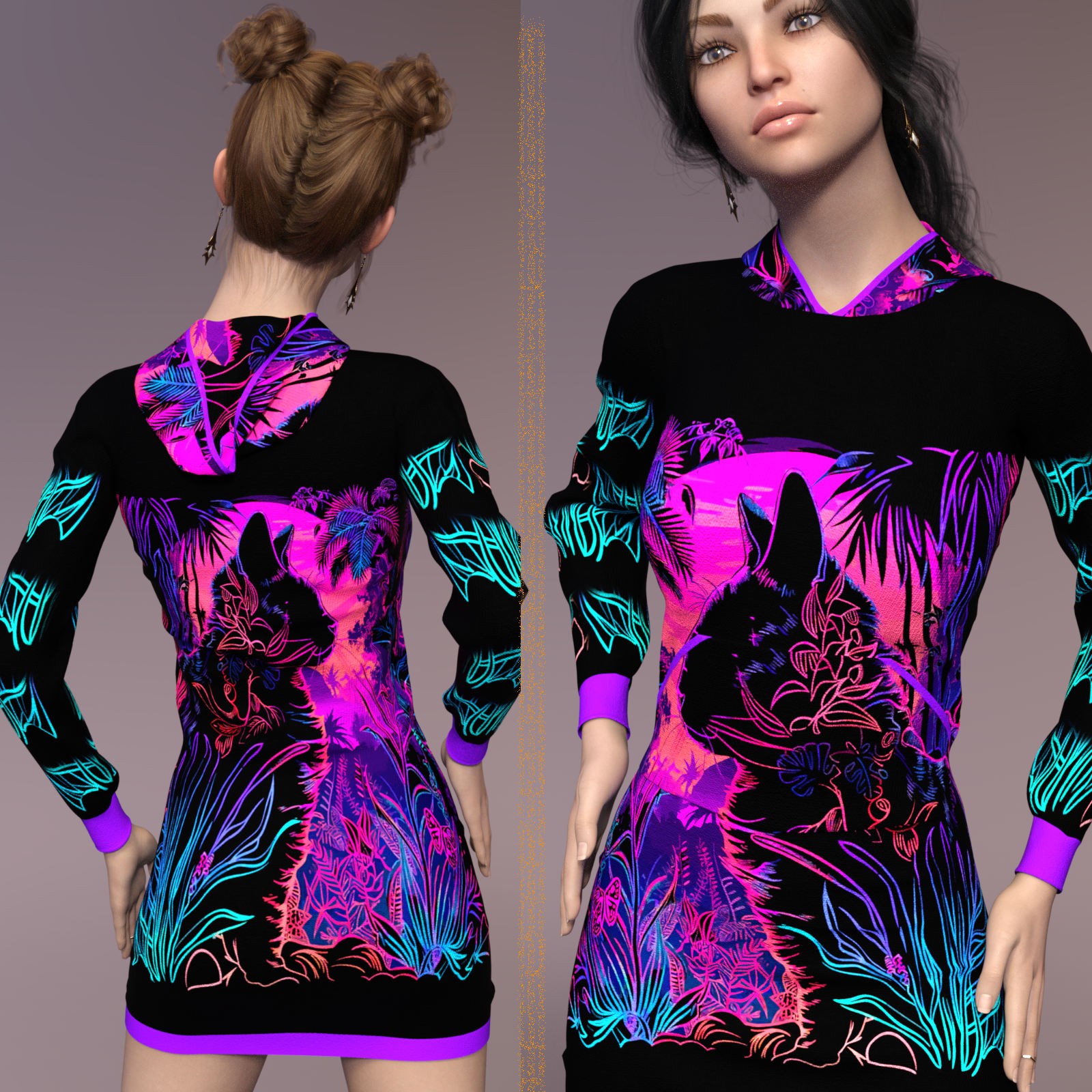 DA-SweetHeart for dForce Cutie Hoodie Dress by lilflame by N/A