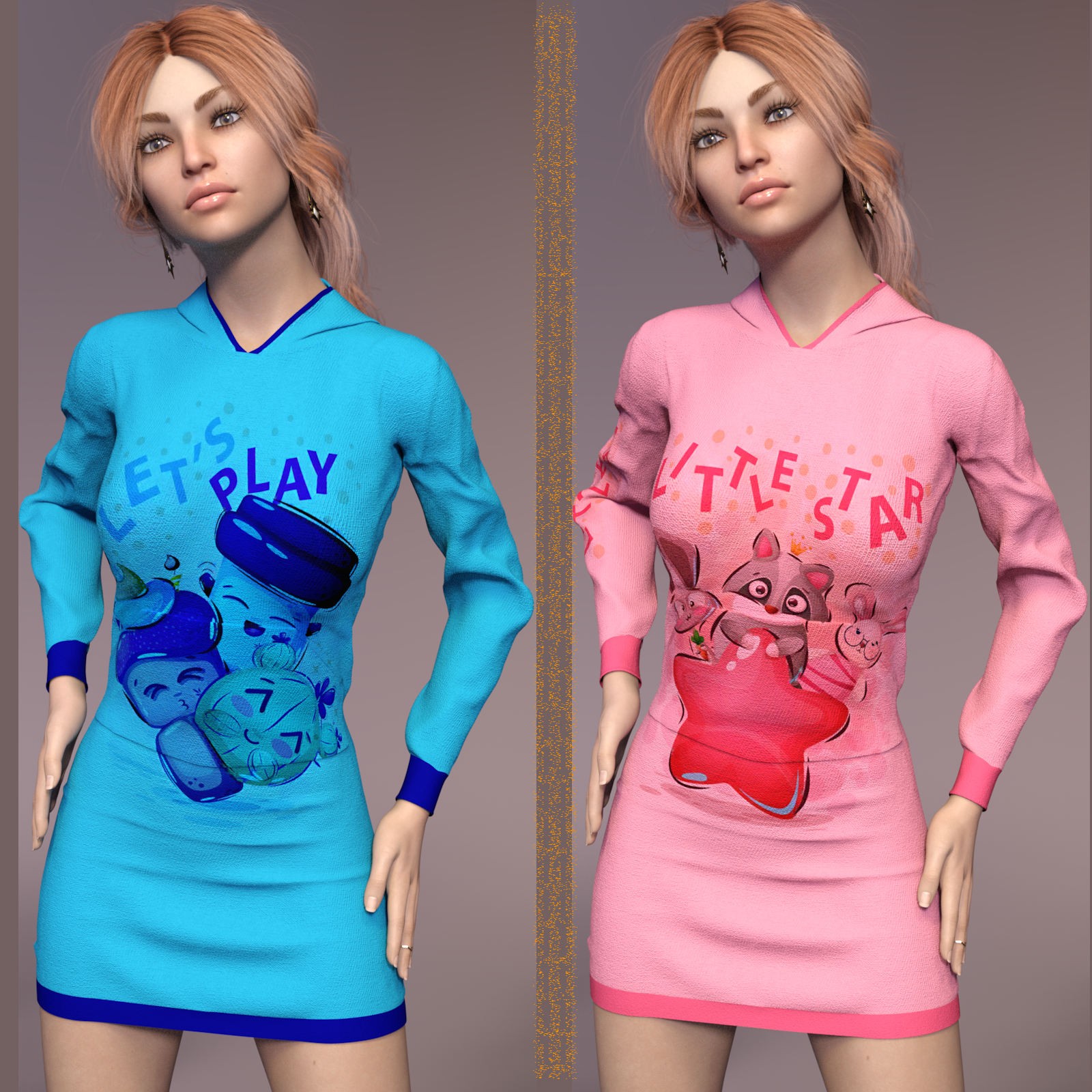 DA-SweetHeart for dForce Cutie Hoodie Dress by lilflame by N/A