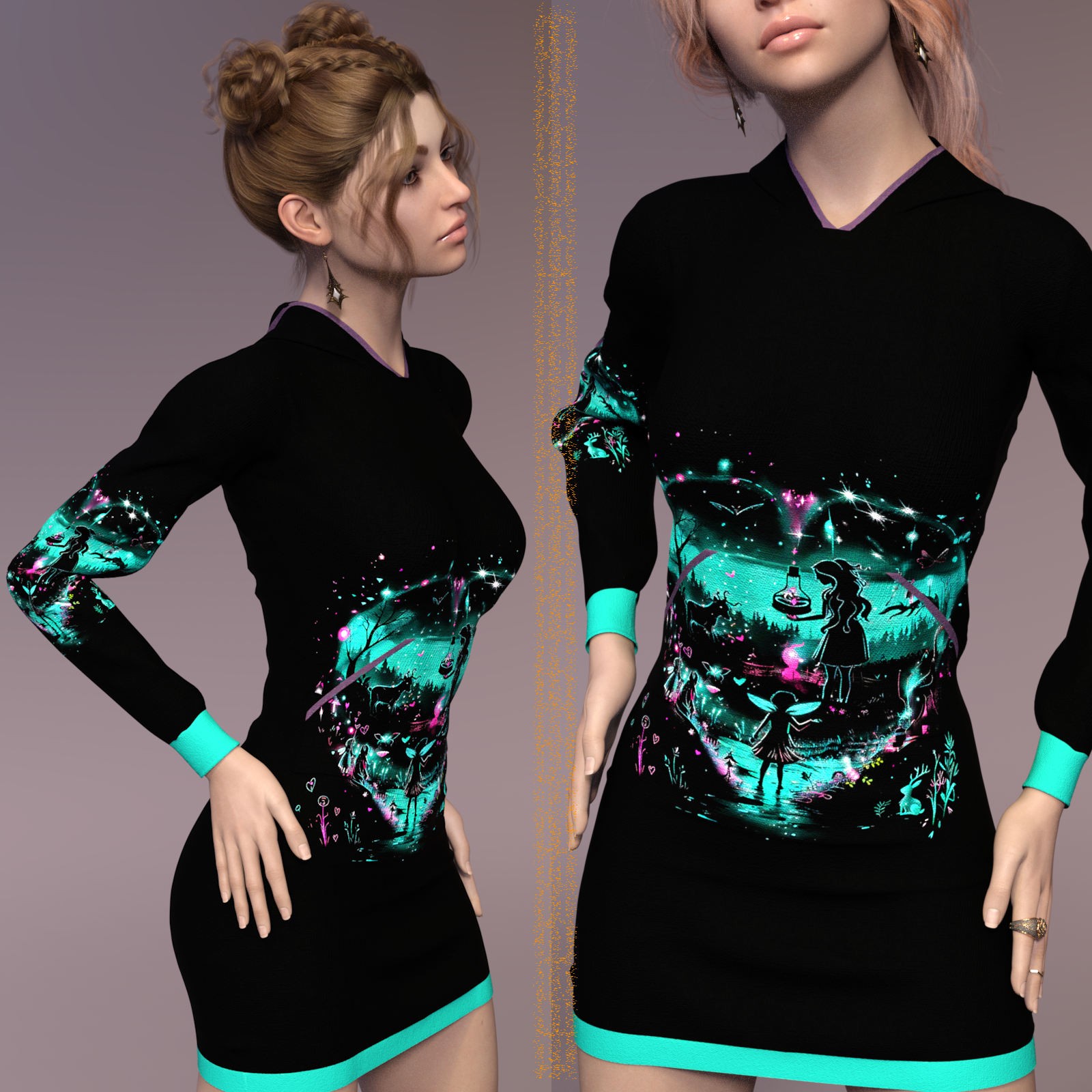 DA-SweetHeart for dForce Cutie Hoodie Dress by lilflame by N/A