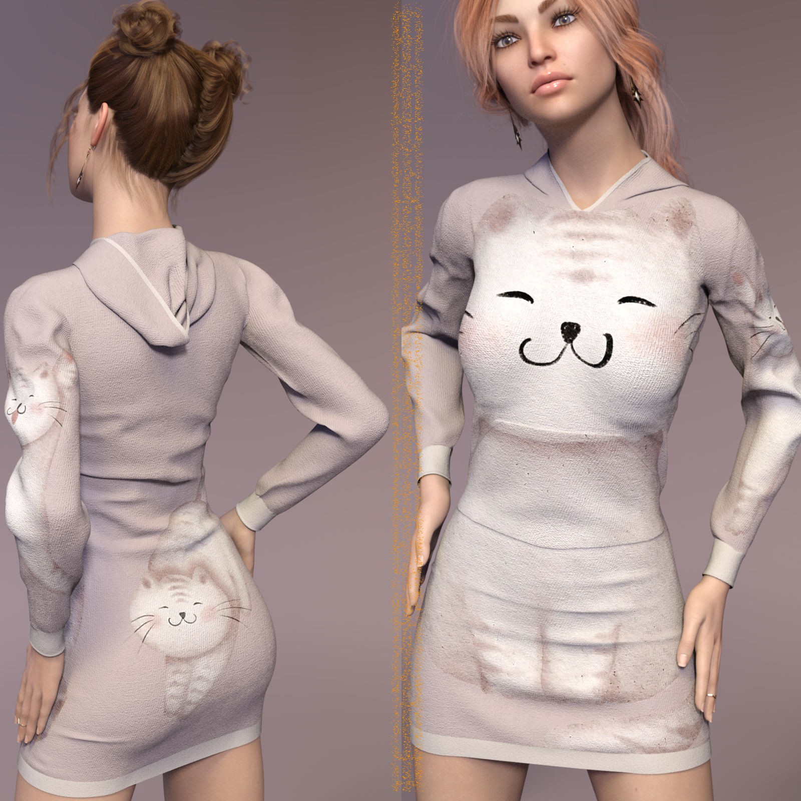 DA-SweetHeart for dForce Cutie Hoodie Dress by lilflame by N/A