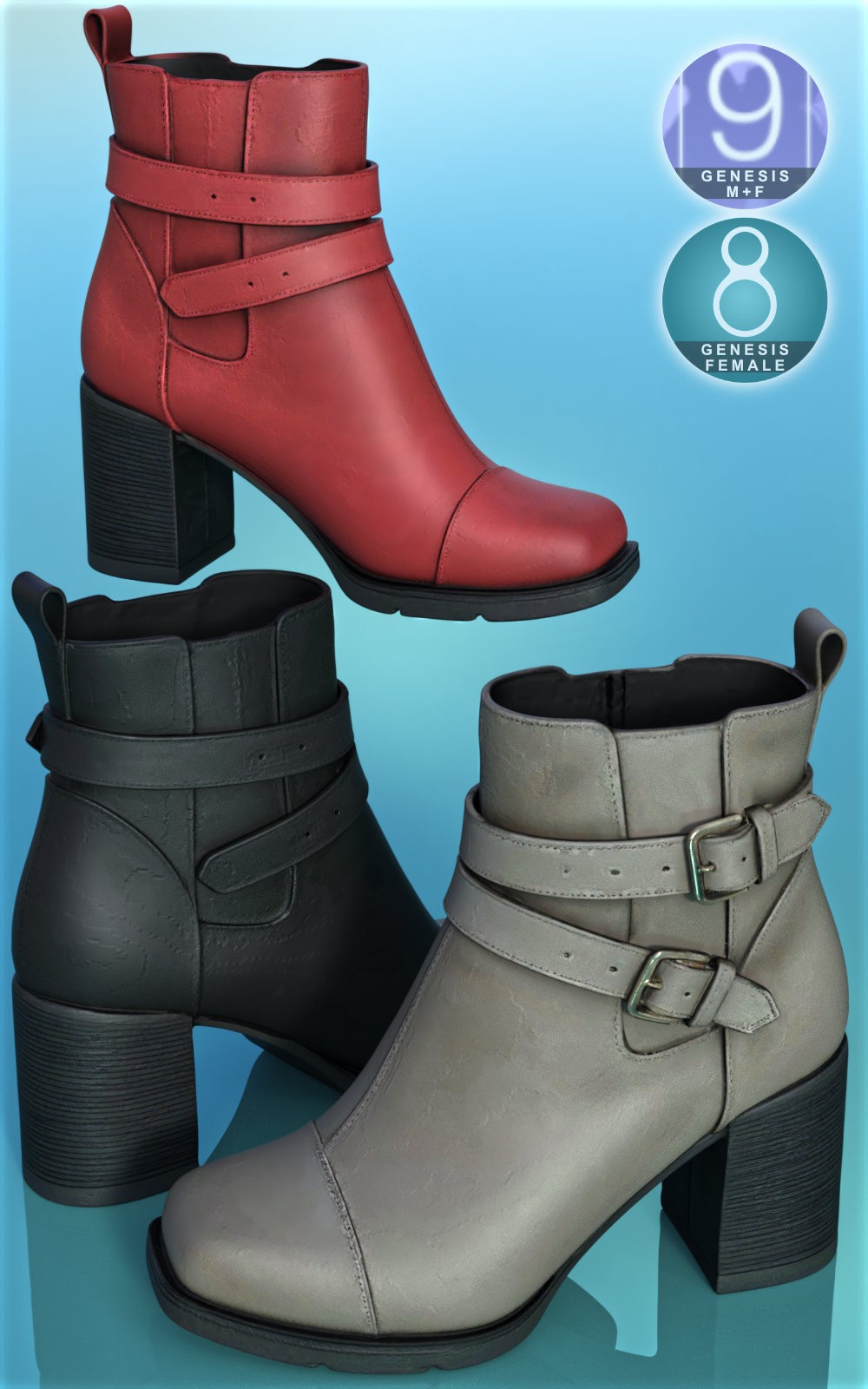 Two Straps Ankle Boots Premium Pack by N/A