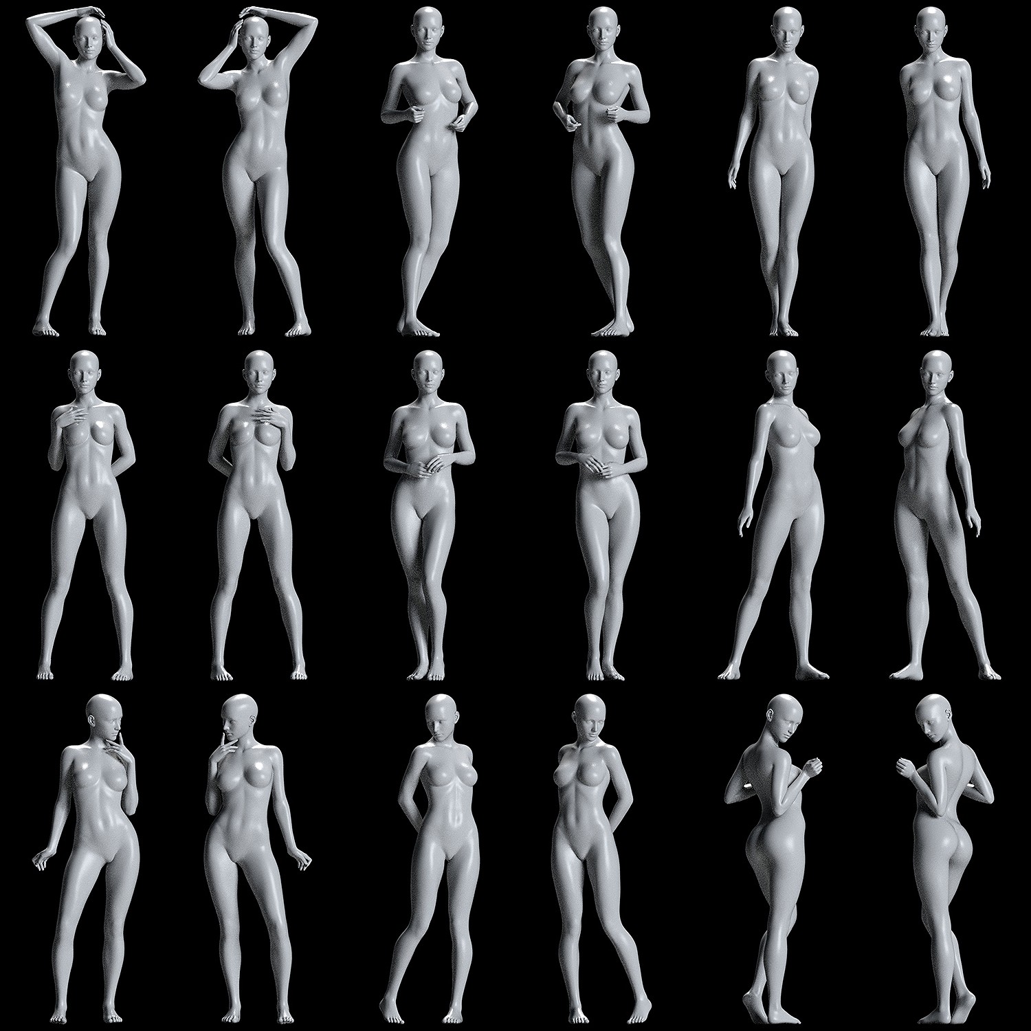 MbM Standing Poses Mega Set Vol 01 for Genesis 8/8.1 Female by N/A
