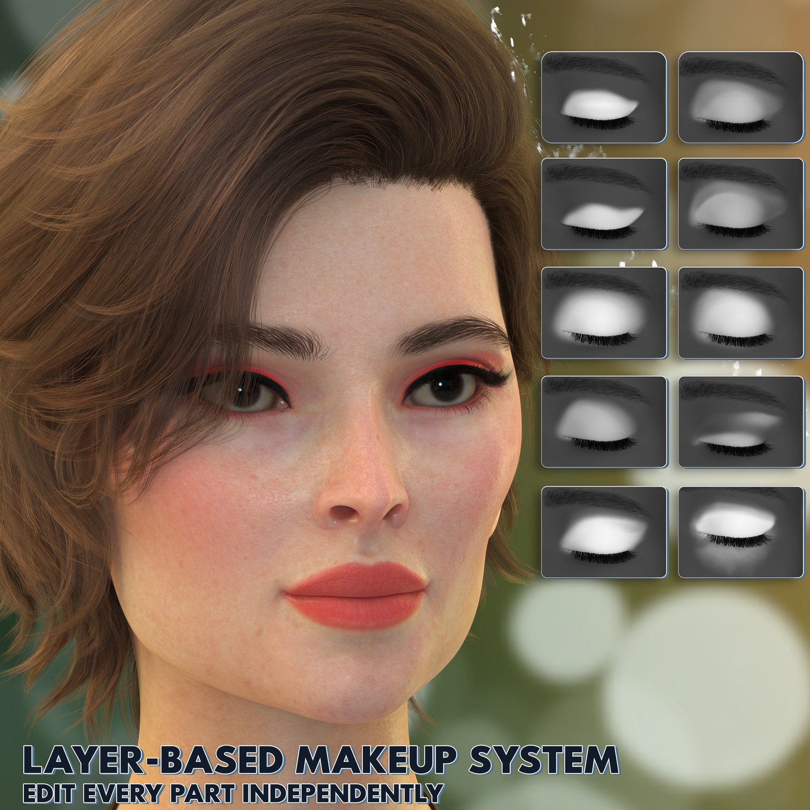 DD Makeup Editor - Iray Uber Skin Makeup System for Genesis 9 by N/A
