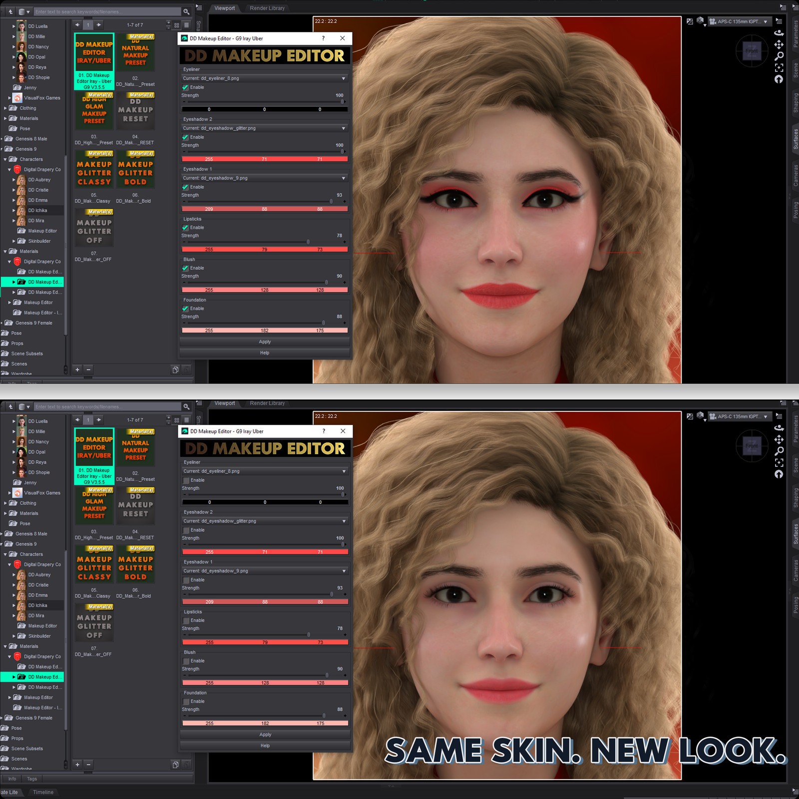 DD Makeup Editor - Iray Uber Skin Makeup System for Genesis 9 by N/A