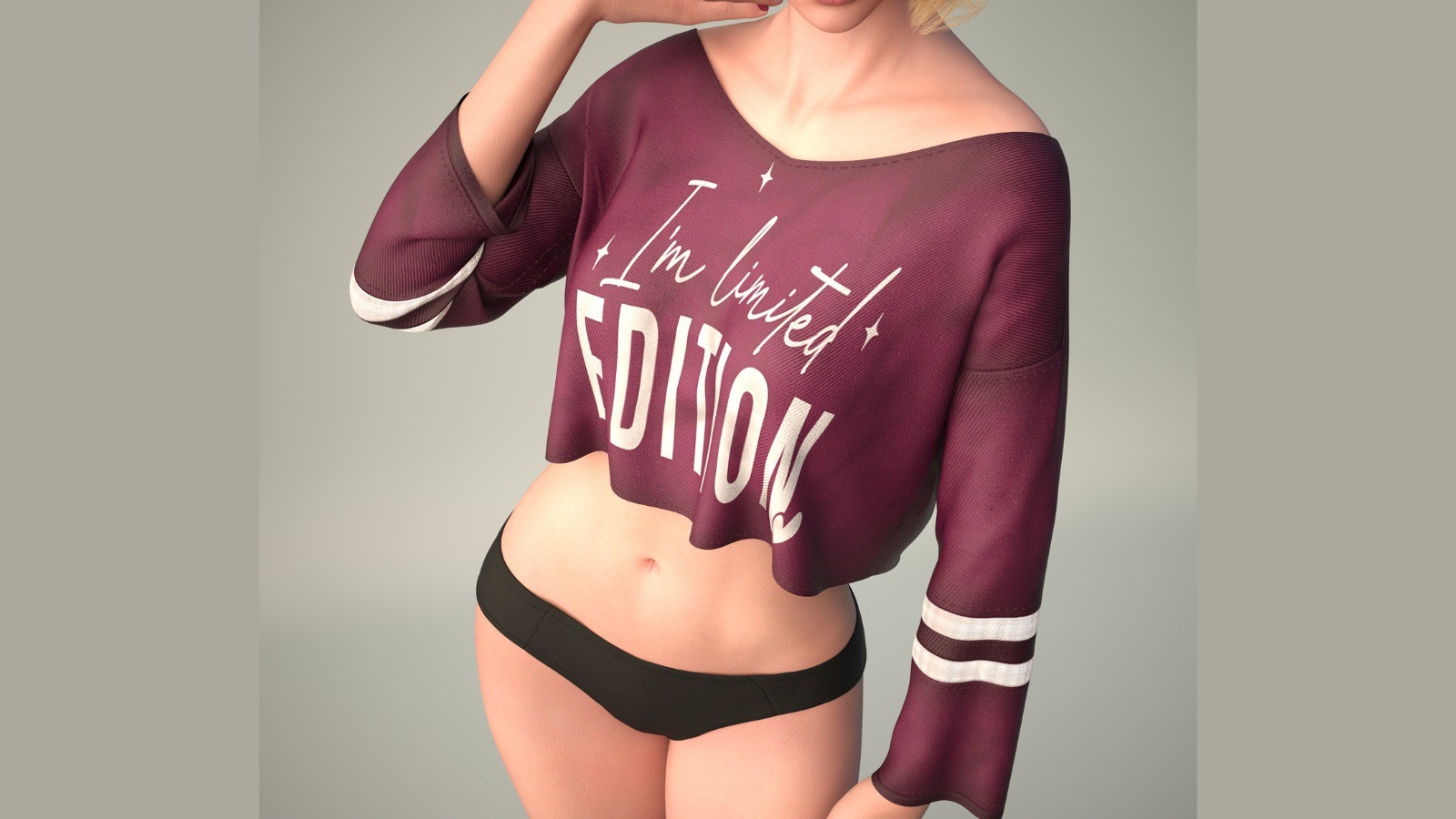 dForce Oversize Crop Sweatshirt for Genesis 8 & 8.1 Female Casual Streetwear by N/A