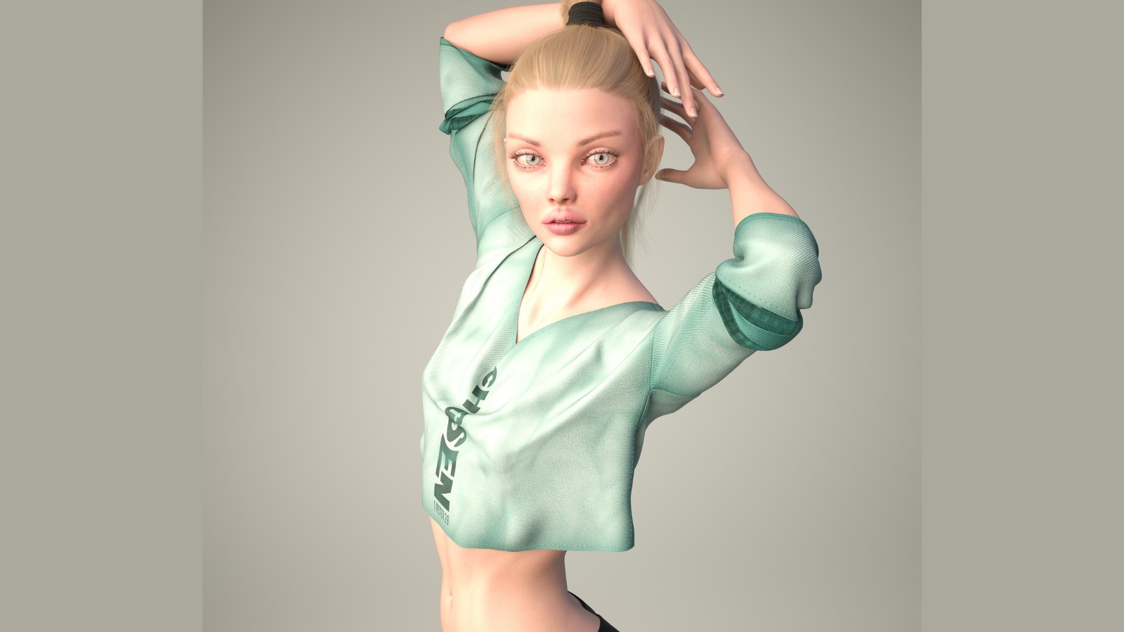 dForce Oversize Crop Sweatshirt for Genesis 8 & 8.1 Female Casual Streetwear by N/A
