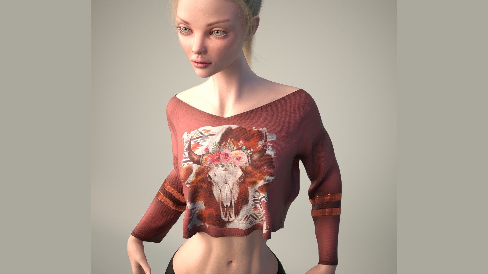 dForce Oversize Crop Sweatshirt for Genesis 8 & 8.1 Female Casual Streetwear by N/A