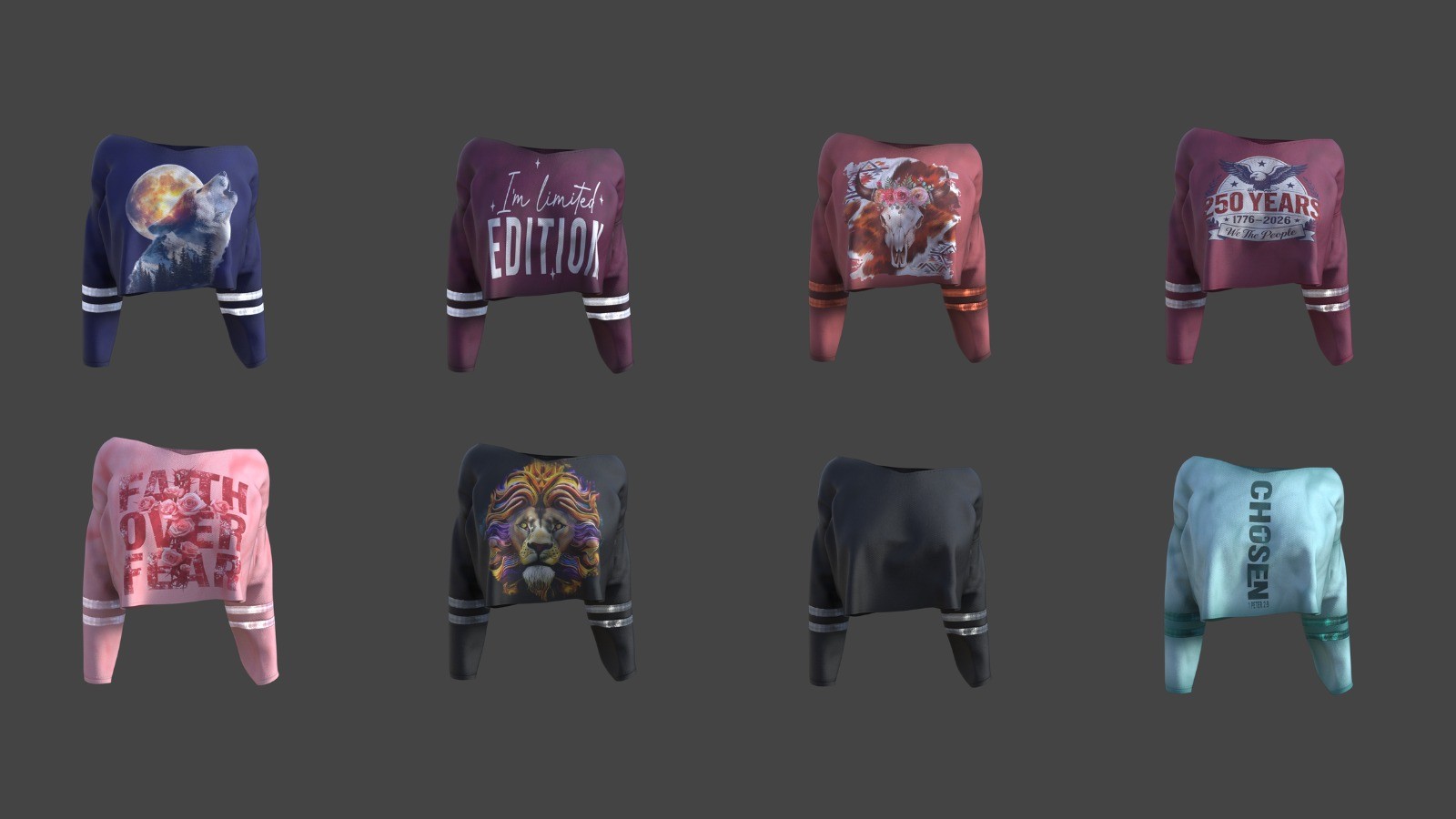 dForce Oversize Crop Sweatshirt for Genesis 8 & 8.1 Female Casual Streetwear by N/A