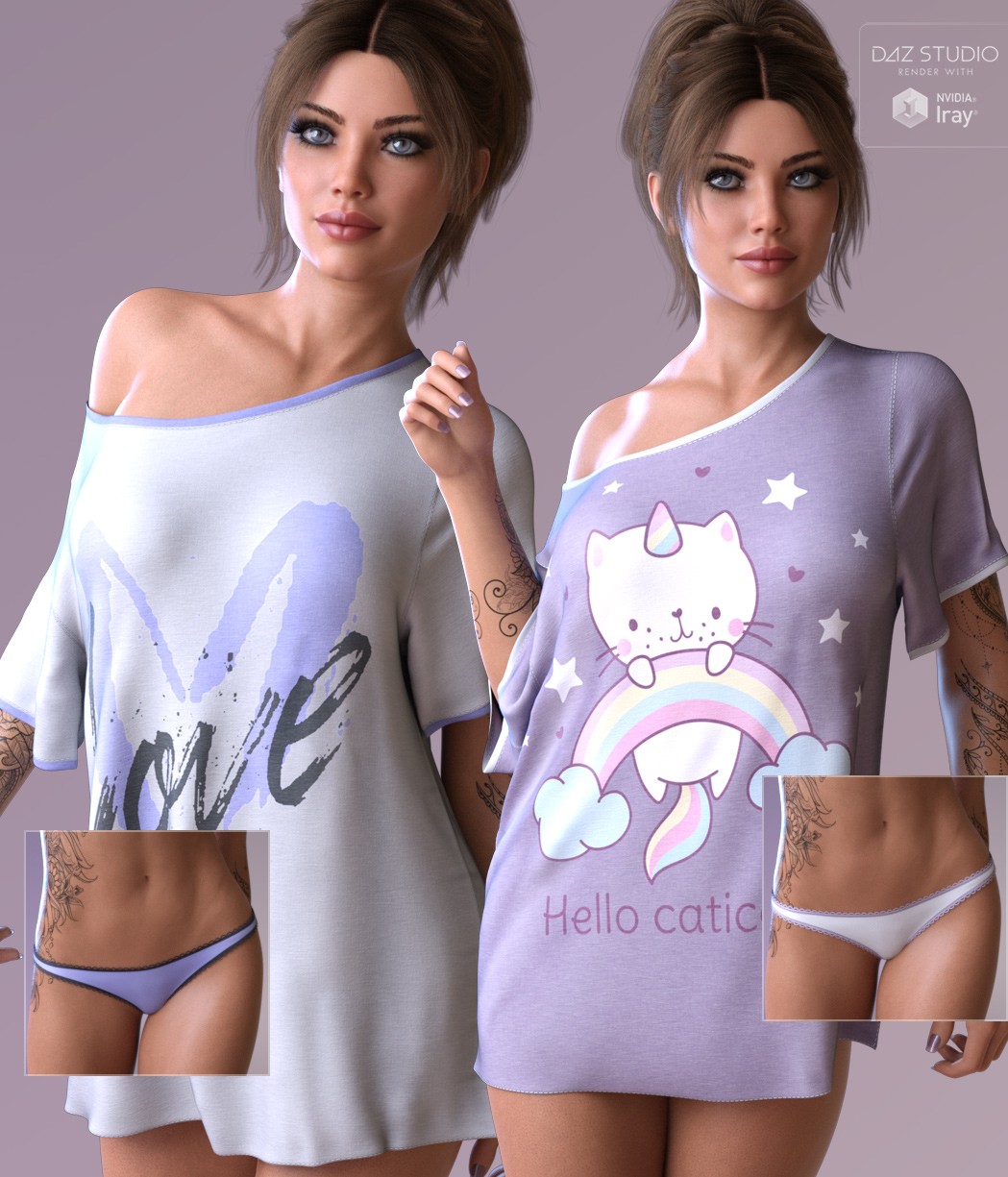 Trendy Textures for dForce Lounge Tee and Panty by N/A