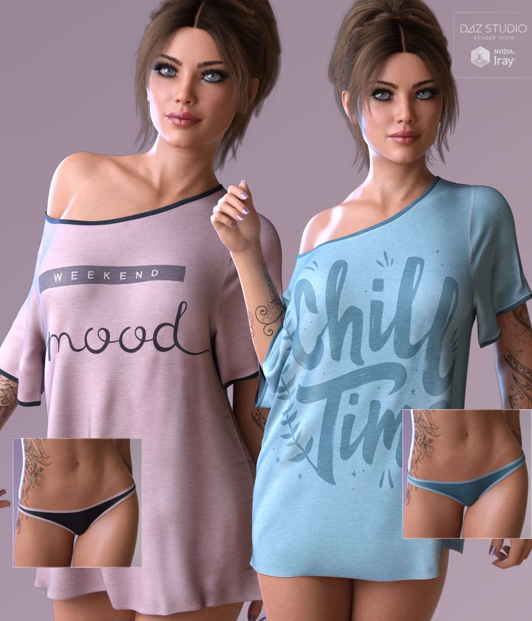 Trendy Textures for dForce Lounge Tee and Panty by N/A