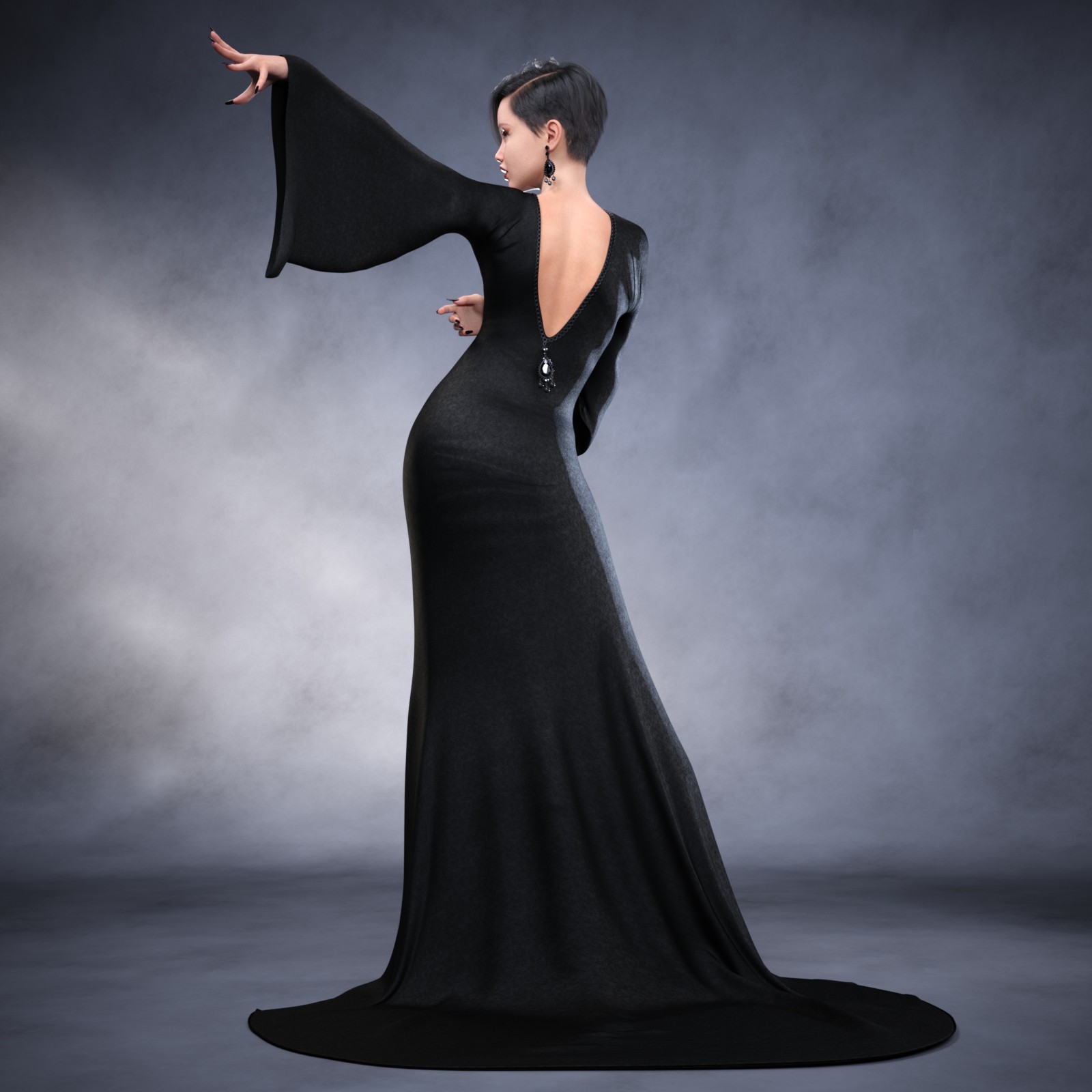 Kimono Sleeves Evening Dress for Genesis 9 Female by N/A