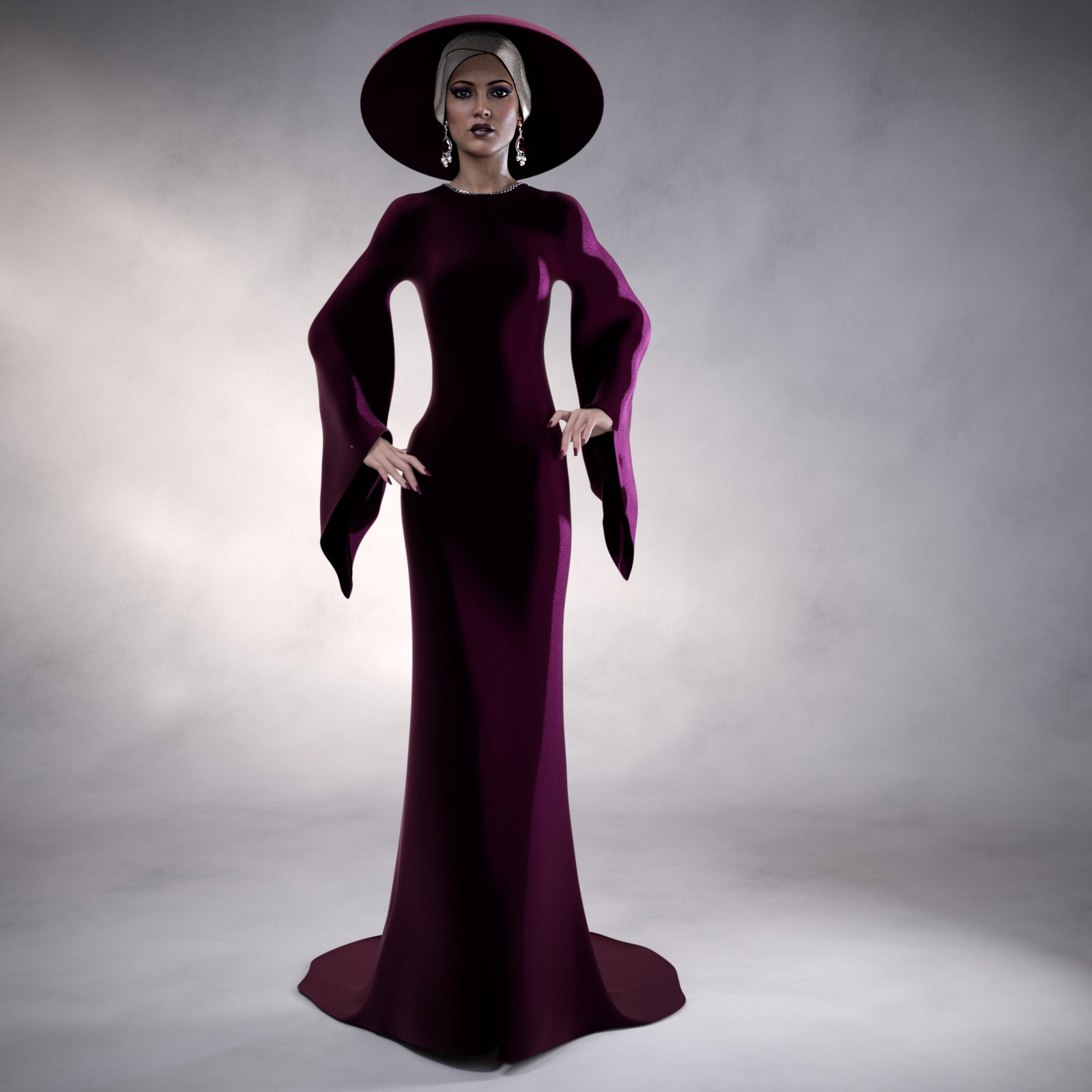 Kimono Sleeves Evening Dress for Genesis 9 Female by N/A