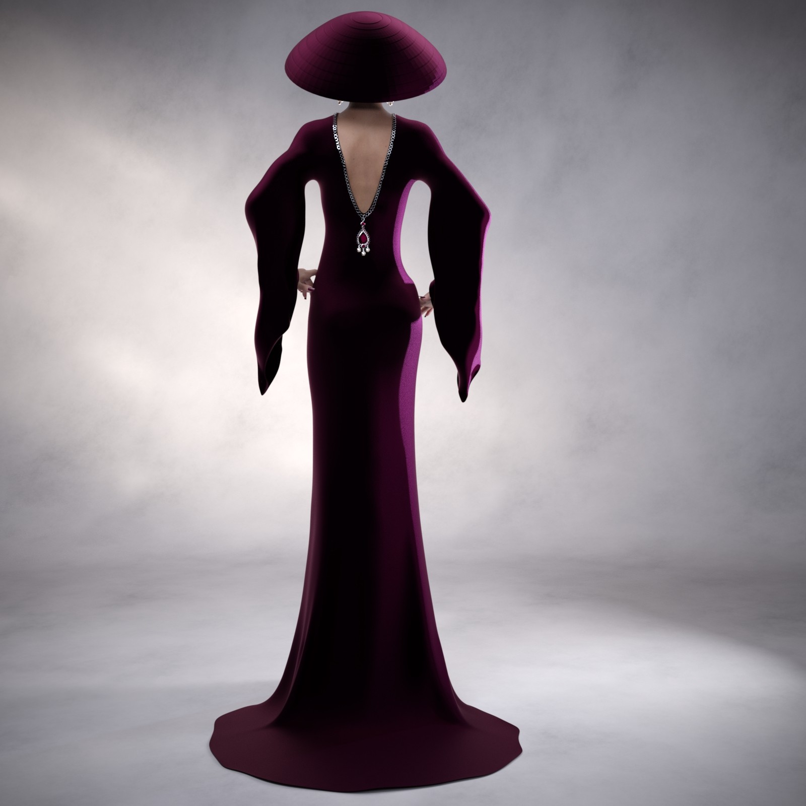 Kimono Sleeves Evening Dress for Genesis 9 Female by N/A