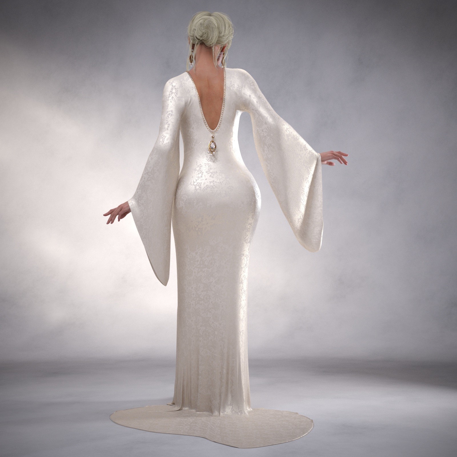 Kimono Sleeves Evening Dress for Genesis 9 Female by N/A
