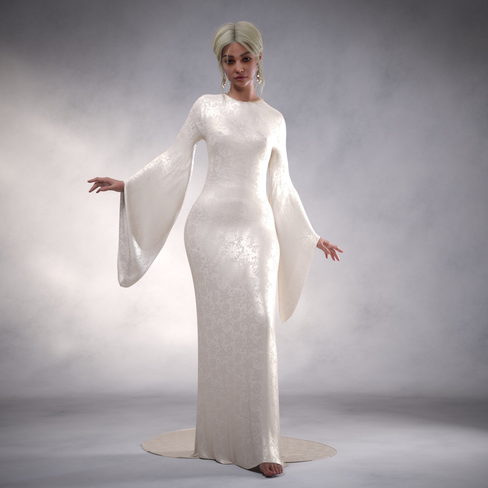 Kimono Sleeves Evening Dress for Genesis 9 Female by N/A