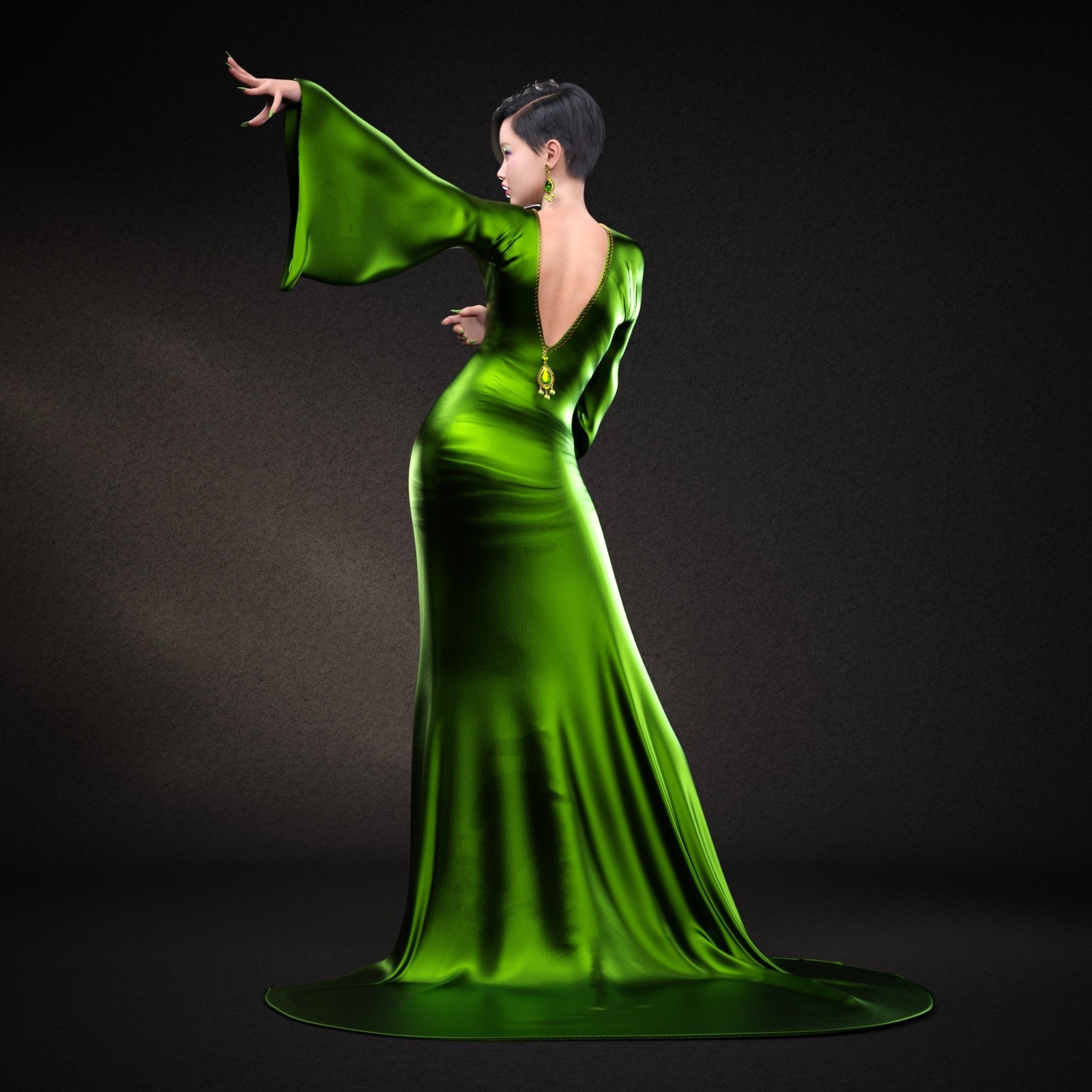 Kimono Sleeves Evening Dress for Genesis 9 Female by N/A
