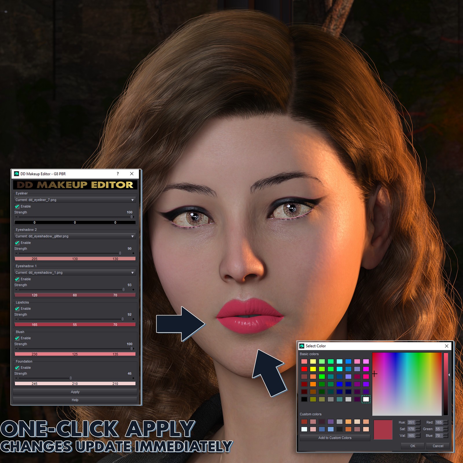 DD Makeup Editor – Iray PBR Skin Makeup Tool for Genesis 8 Female by N/A