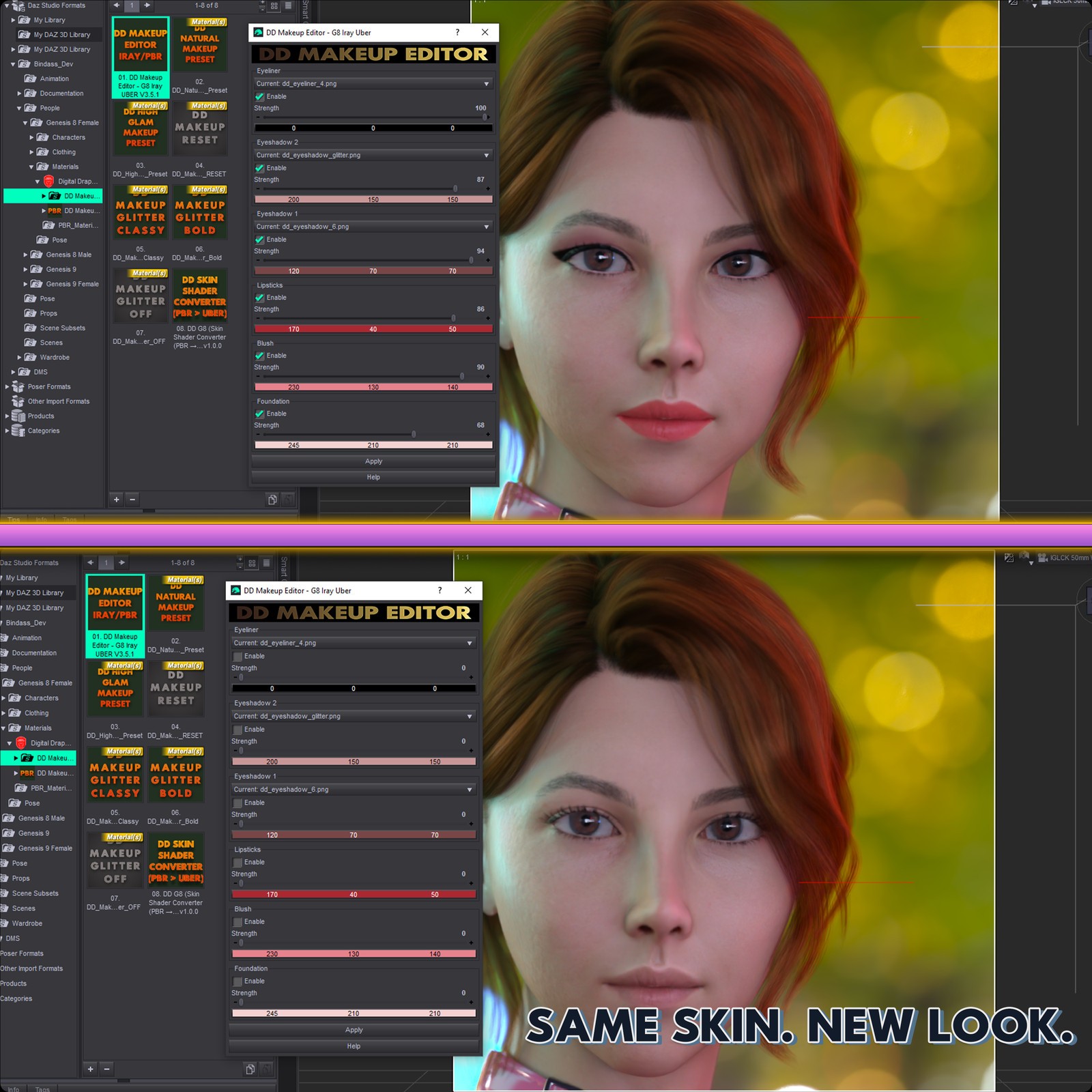 DD Makeup Editor – Iray Uber Skin Makeup Tool for G8F by N/A