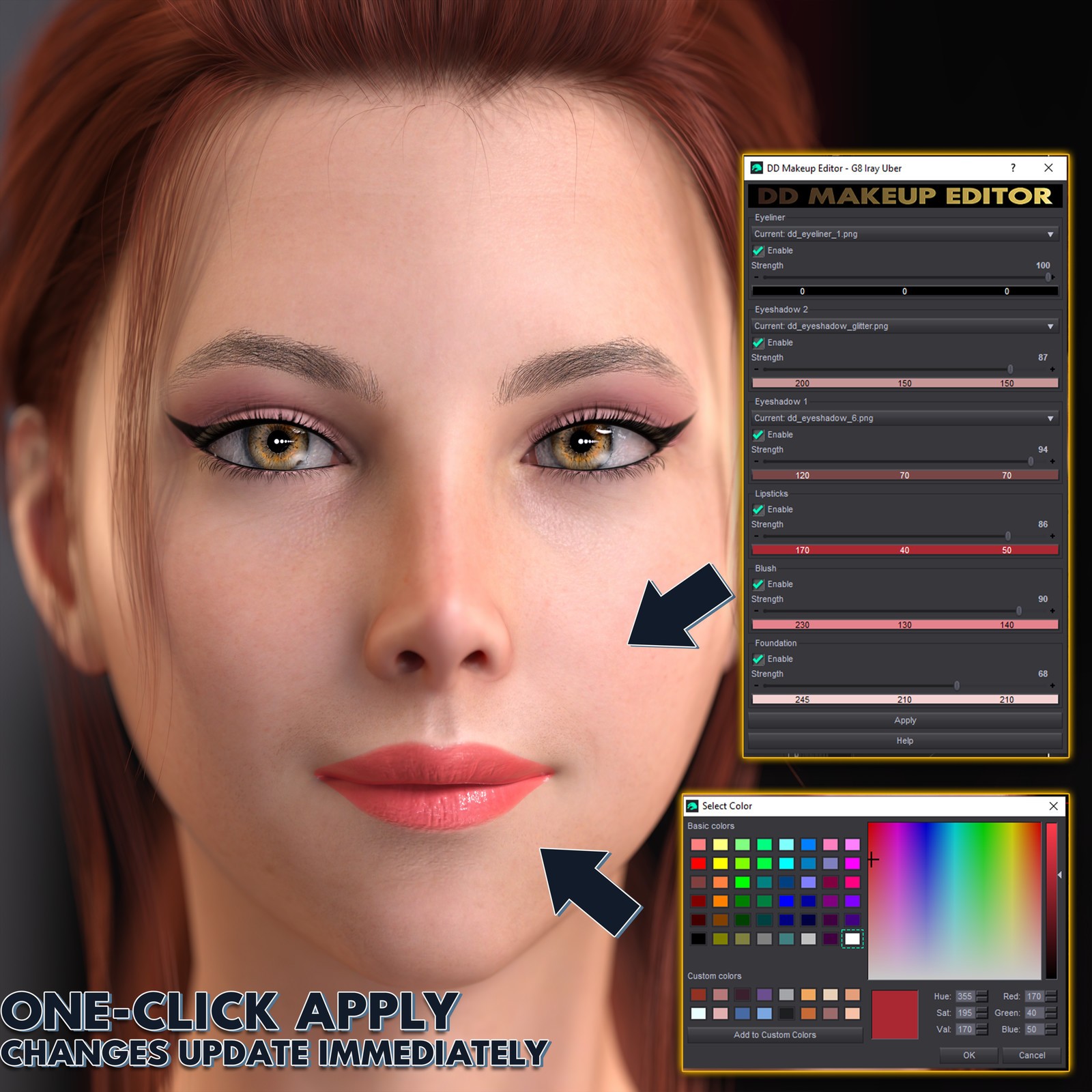 DD Makeup Editor – Iray Uber Skin Makeup Tool for G8F by N/A