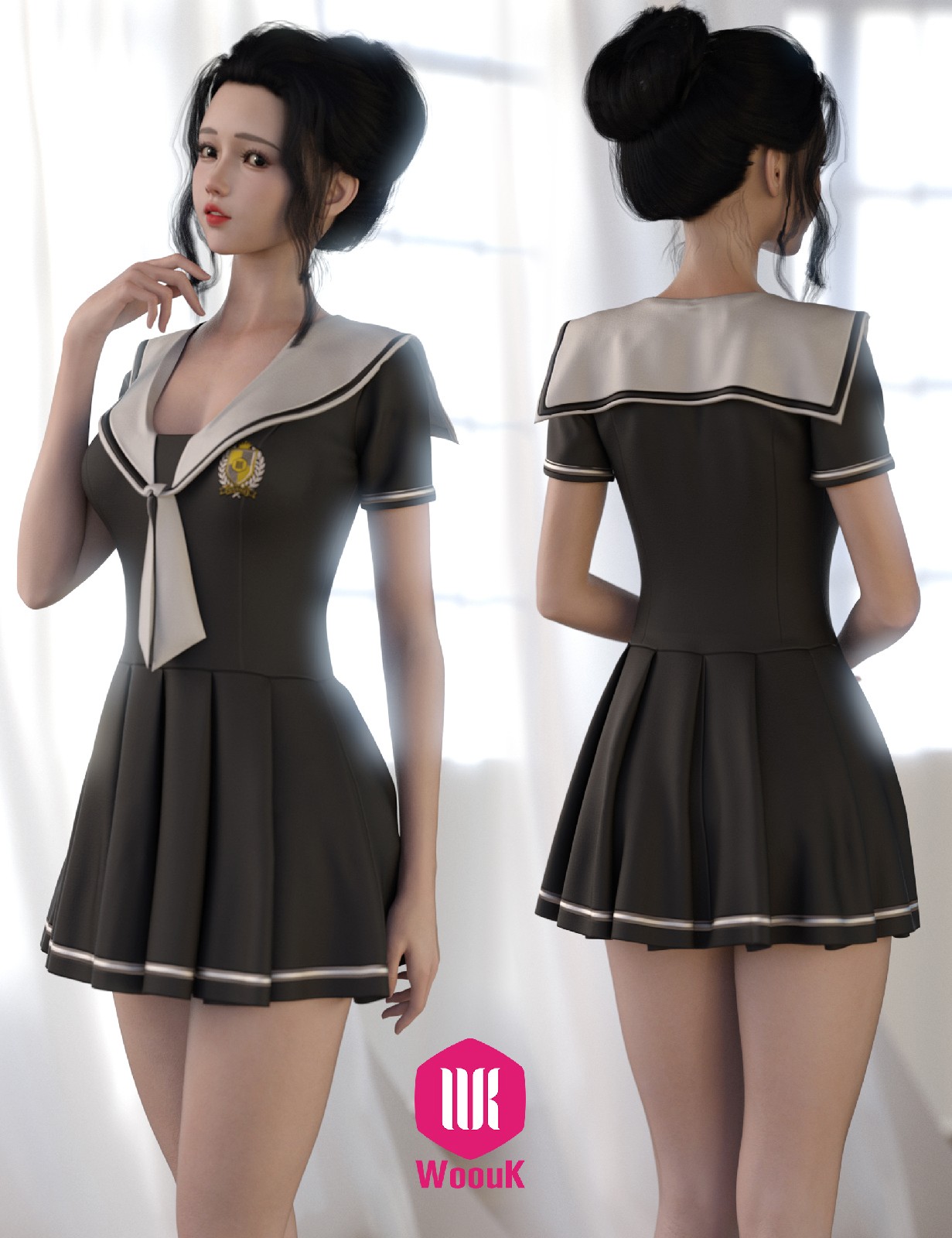 dForce WUK JK Style Short Sleeve Dress for Genesis 8 and 8.1 Female by N/A