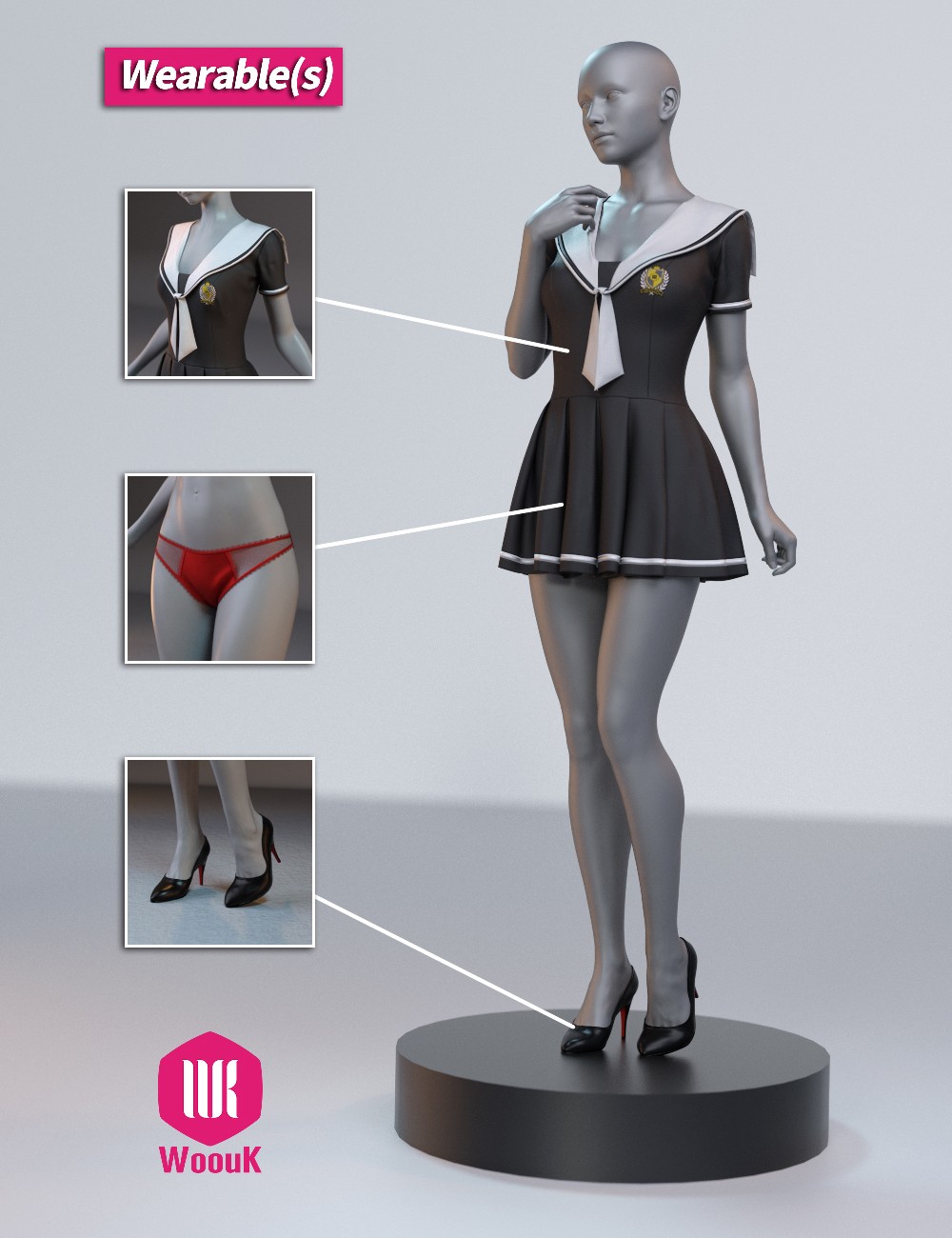 dForce WUK JK Style Short Sleeve Dress for Genesis 8 and 8.1 Female by N/A
