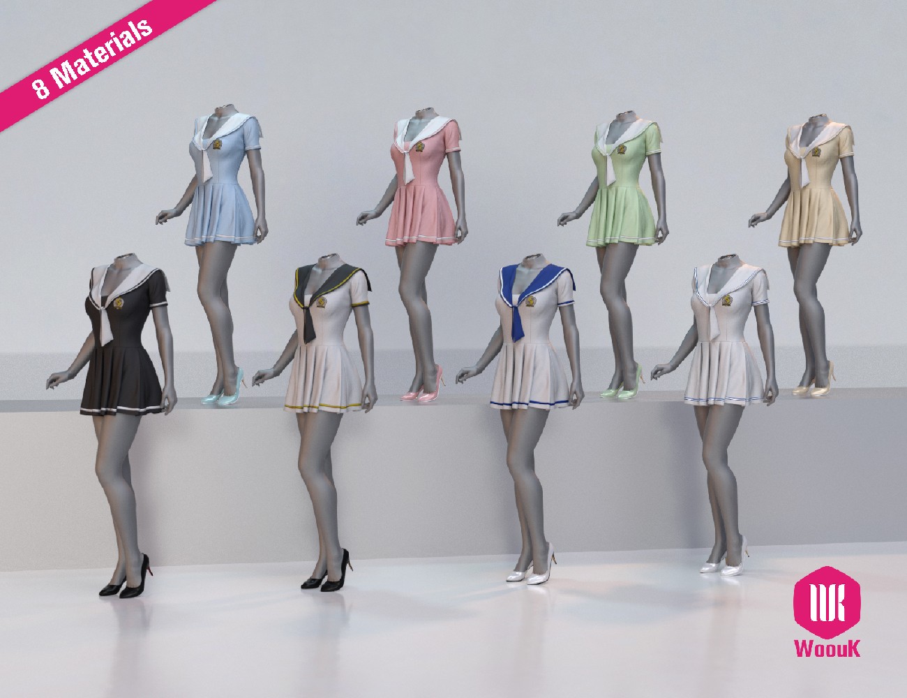 dForce WUK JK Style Short Sleeve Dress for Genesis 8 and 8.1 Female by N/A