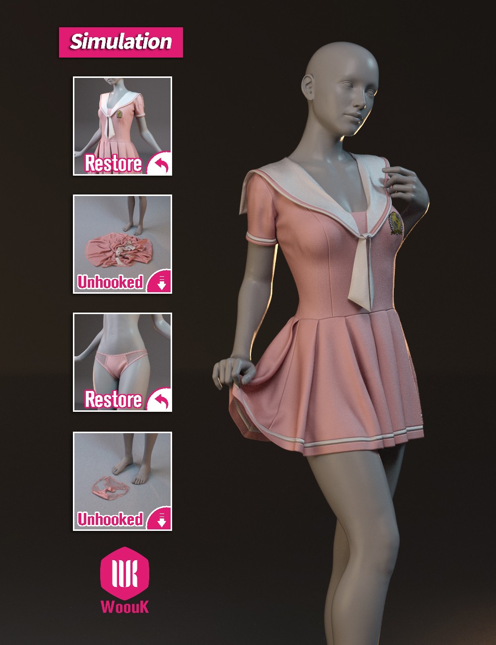 dForce WUK JK Style Short Sleeve Dress for Genesis 8 and 8.1 Female by N/A
