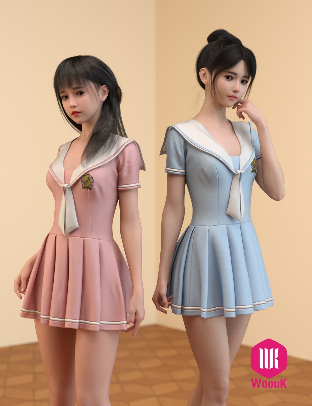 dForce WUK JK Style Short Sleeve Dress for Genesis 8 and 8.1 Female by N/A