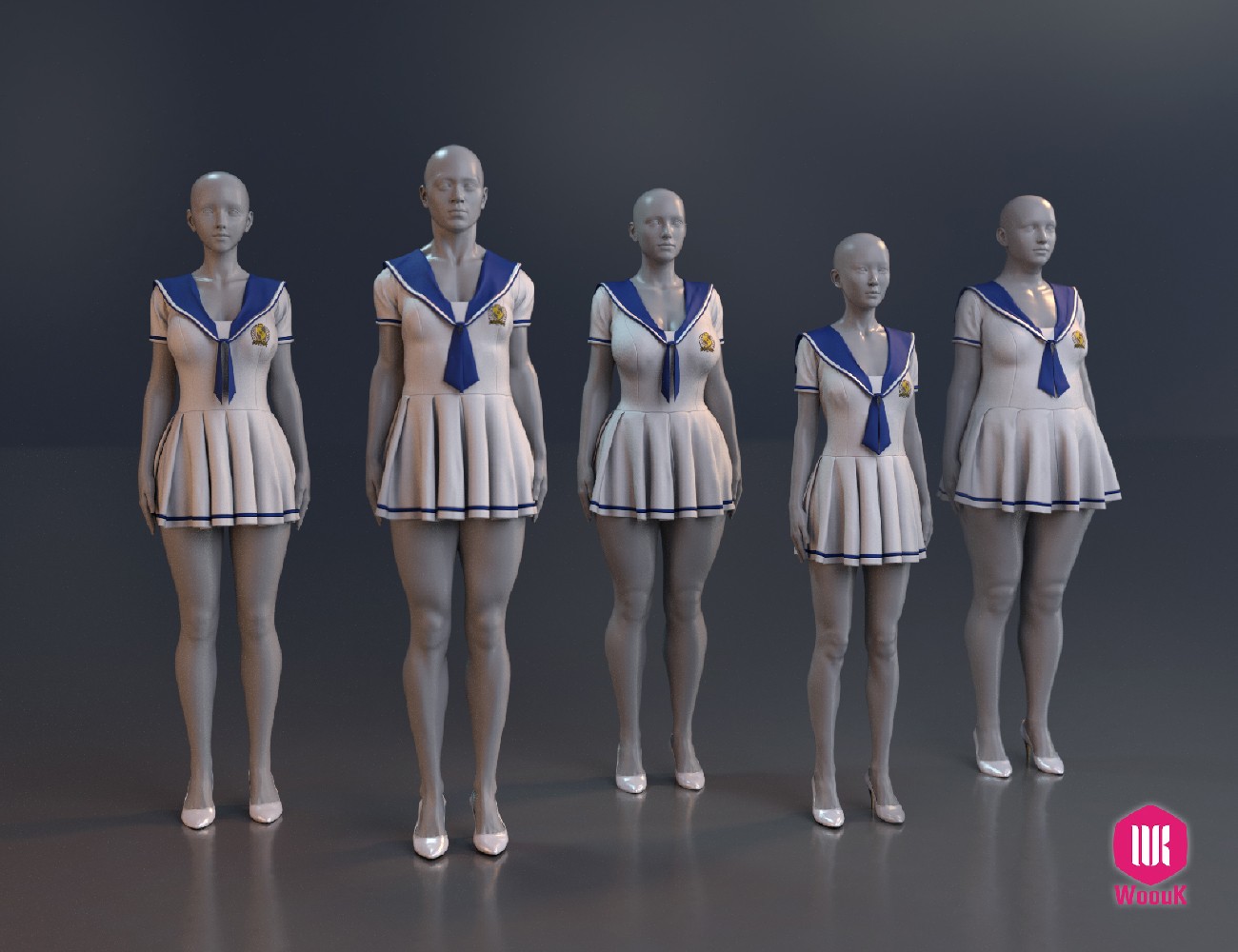 dForce WUK JK Style Short Sleeve Dress for Genesis 8 and 8.1 Female by N/A