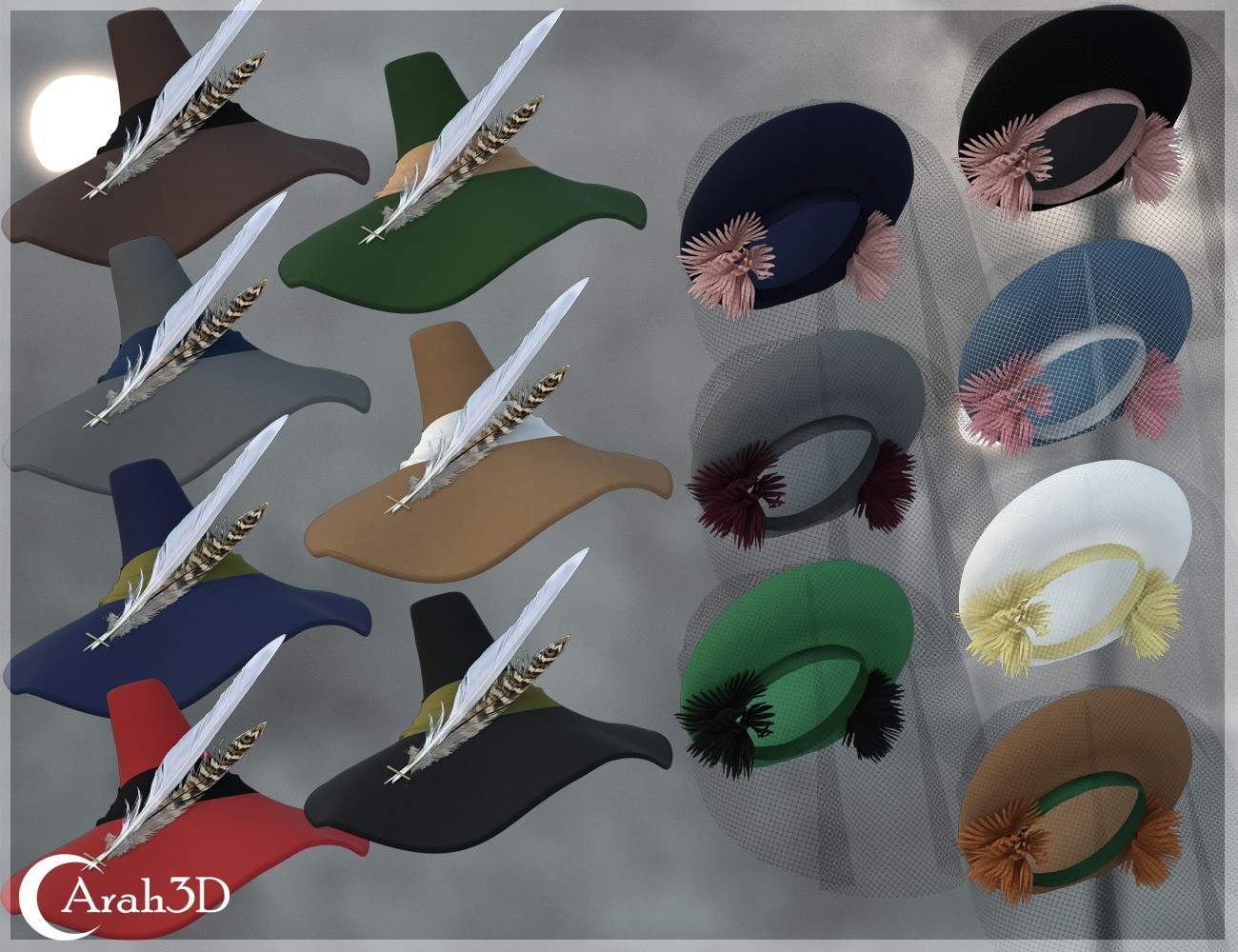 Arah3D Vintage Hats - the 1940s Collection Volume 1 for G8F and G9 by N/A