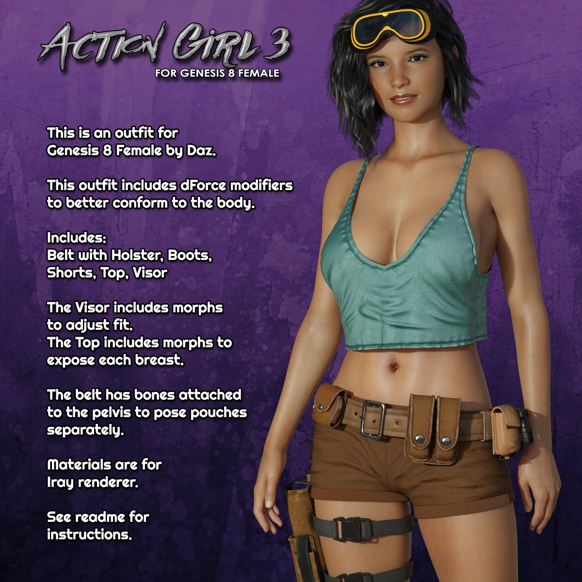 Exnem dForce Action Girl 3 for Genesis 8 Female by N/A