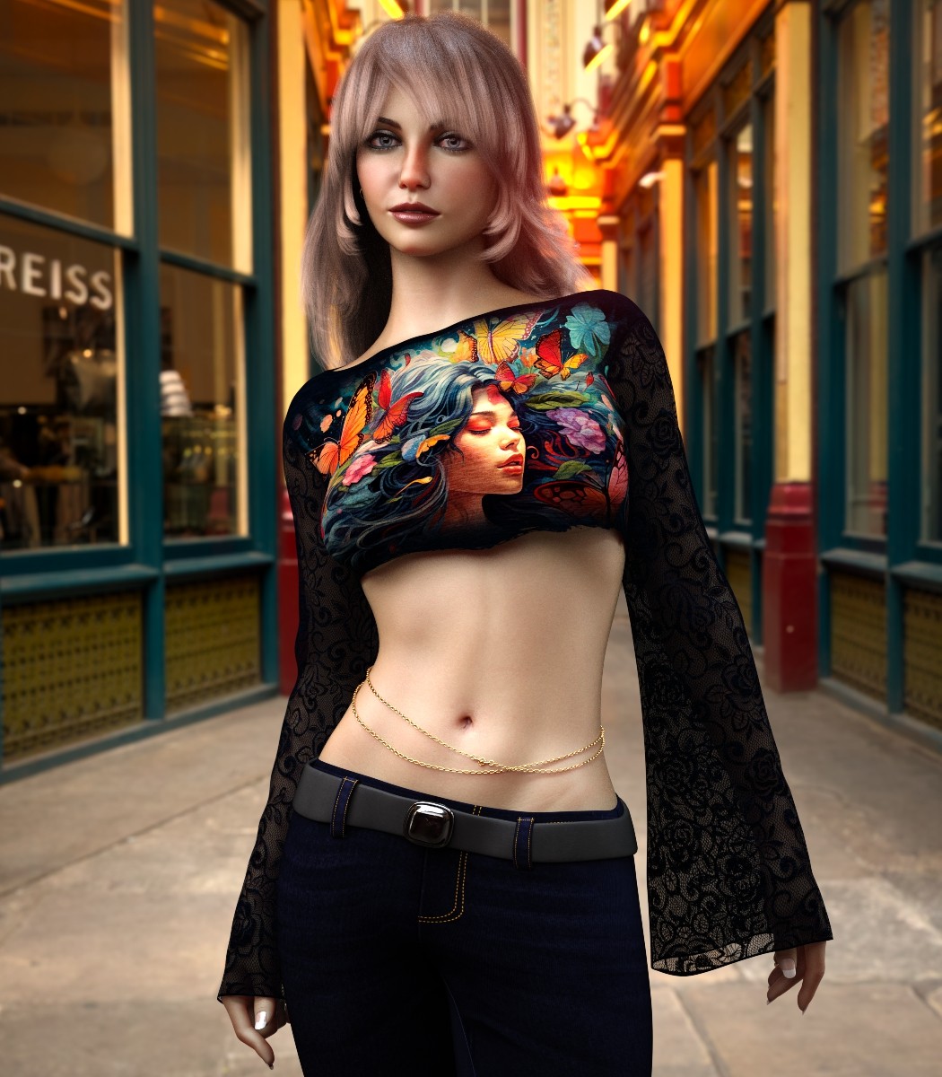 7th Ave: dForce Drama Cropped Top for Genesis 8,8.1 Female by N/A