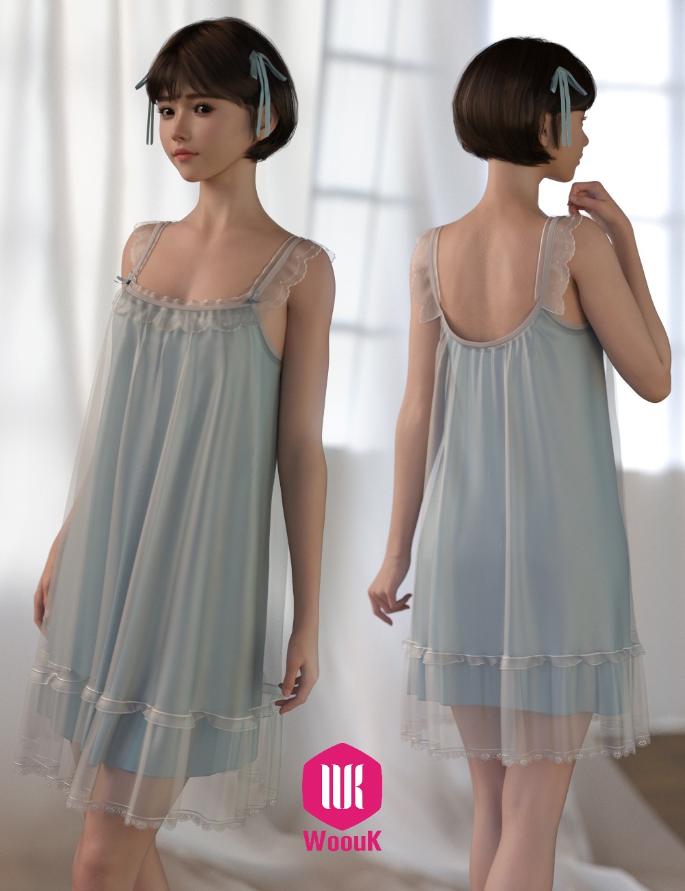 dForce WUK Suspender Lace Nightdress for Genesis 8 and 8.1 Female by N/A