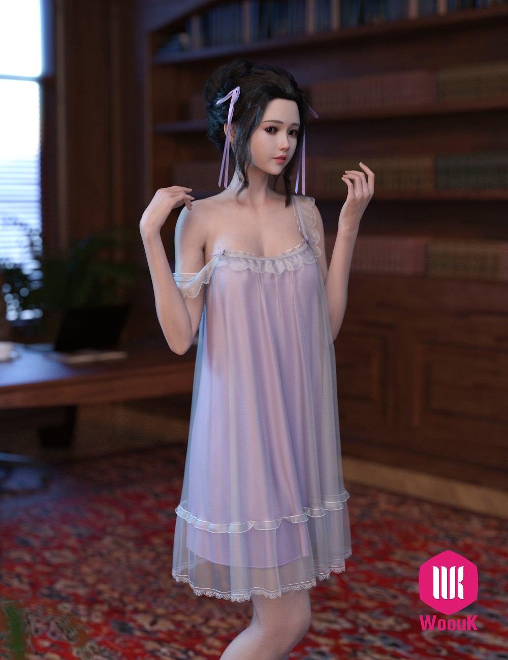 dForce WUK Suspender Lace Nightdress for Genesis 8 and 8.1 Female by N/A
