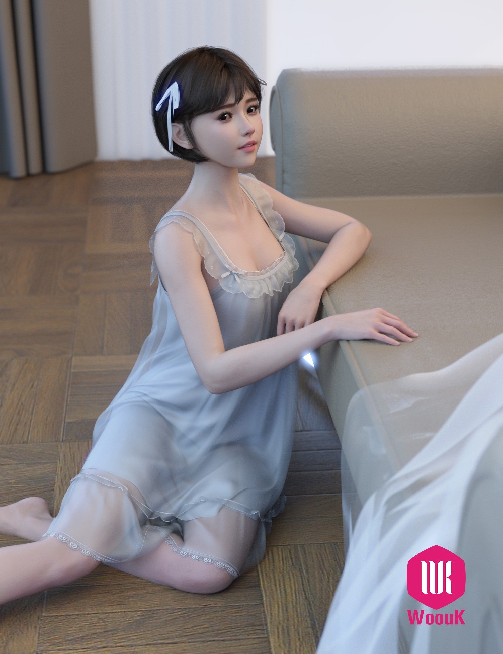 dForce WUK Suspender Lace Nightdress for Genesis 8 and 8.1 Female by N/A