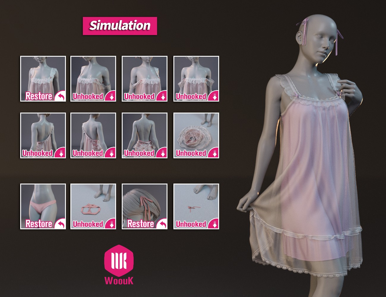 dForce WUK Suspender Lace Nightdress for Genesis 8 and 8.1 Female by N/A