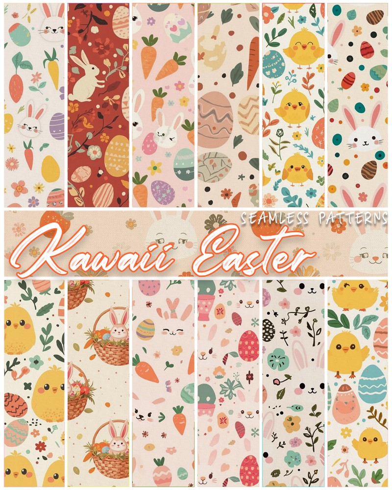 ALXN 2D Kawaii Easter Seamless patterns by N/A