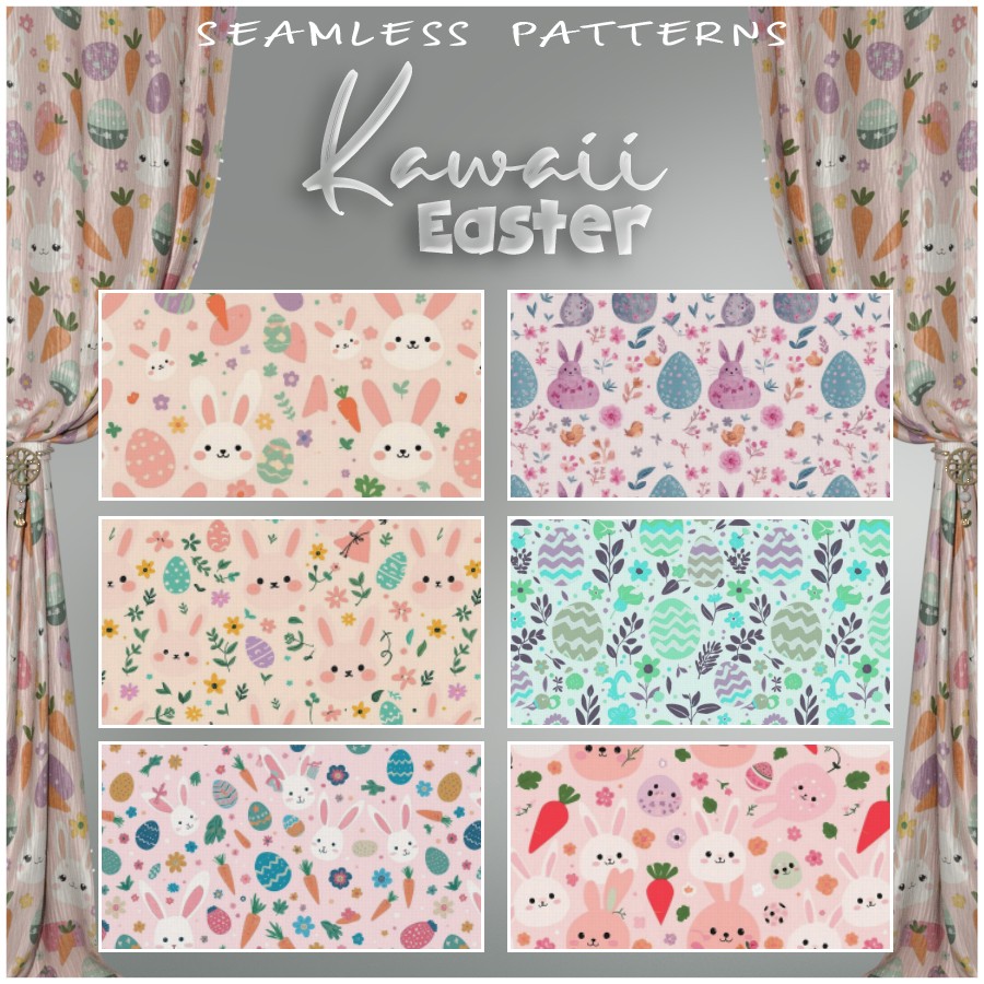 ALXN 2D Kawaii Easter Seamless patterns by N/A